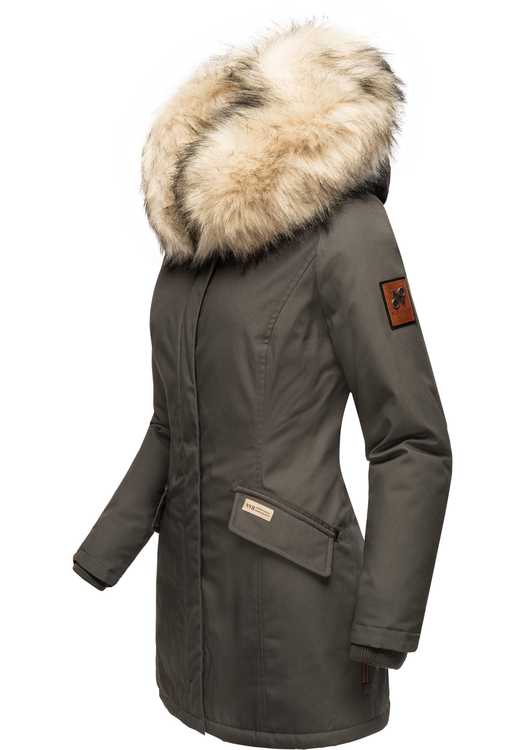 Navahoo Wintermantel »Cristal«, stylischer Damen Winterparka mit Kunstfell-Kapuze