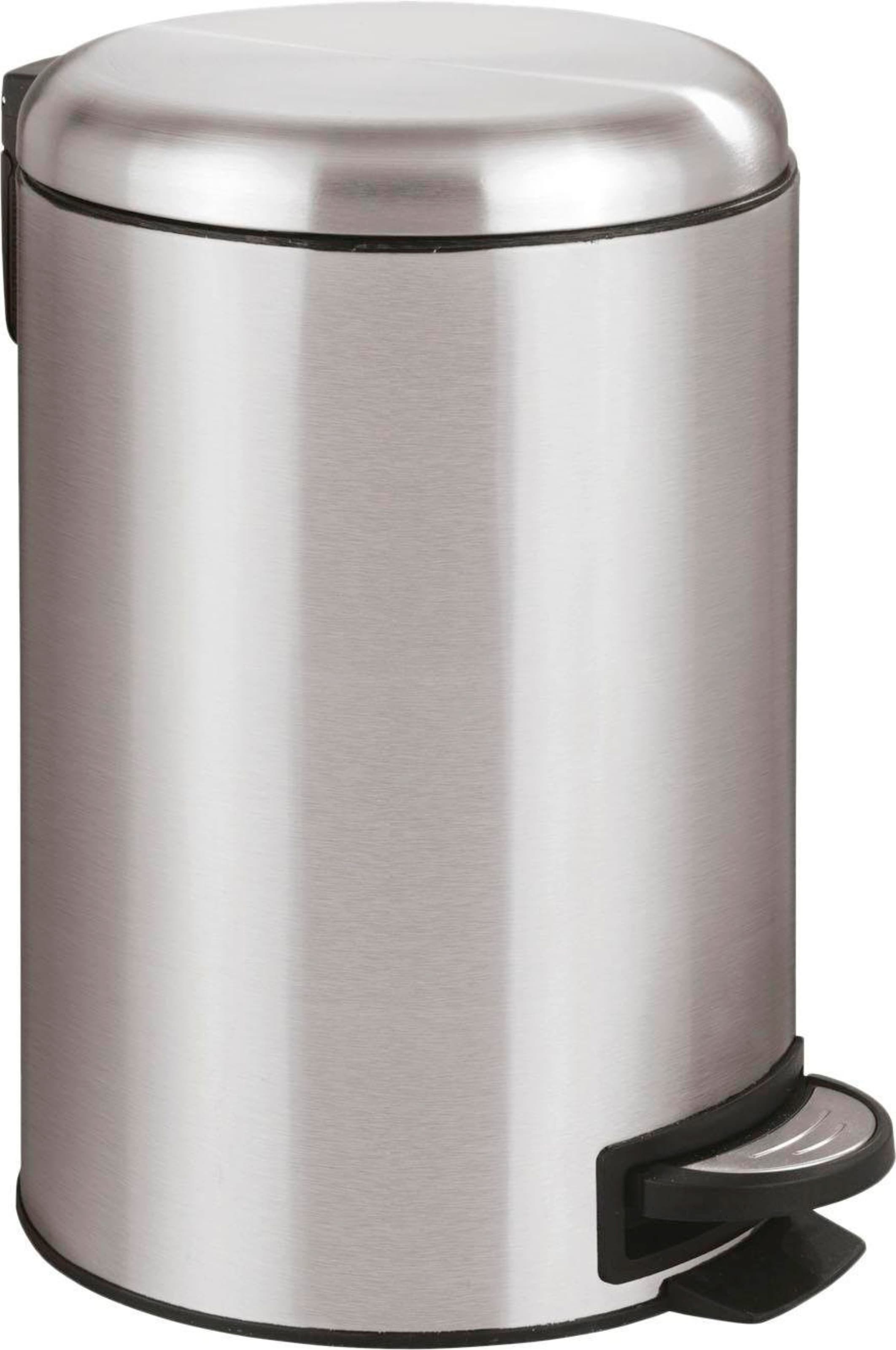 Mülleimer WENKO, B:25cm H:38cm T:32cm, silber, Edelstahl, Küche, Mülleimer, "Leman", 12 Liter Fassungsvermögen