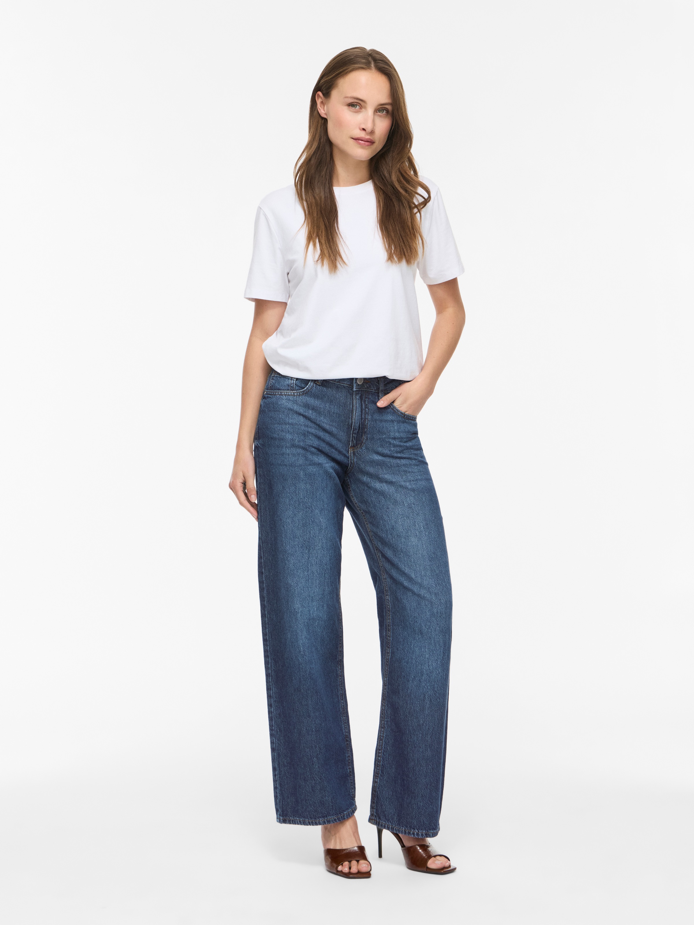 Vila Weite Jeans »VIPALMA RW WIDE JEANS DBD PAL20-NOOS« Baumwolle, regular waist, wide fit