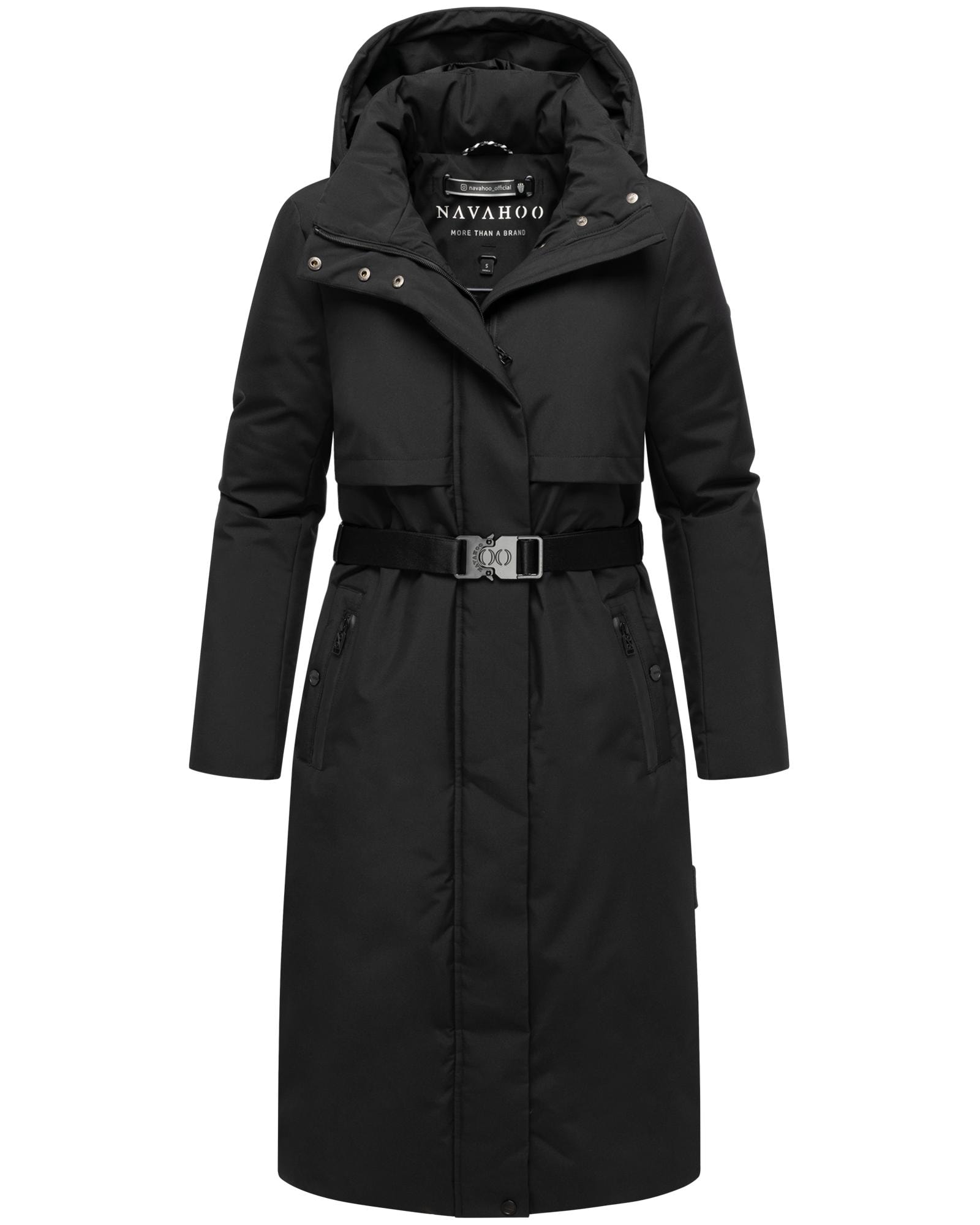 Navahoo Wintermantel »Waldbummler 14« Wasserabweisender Winterparka mit Kapuze und Taillengürtel