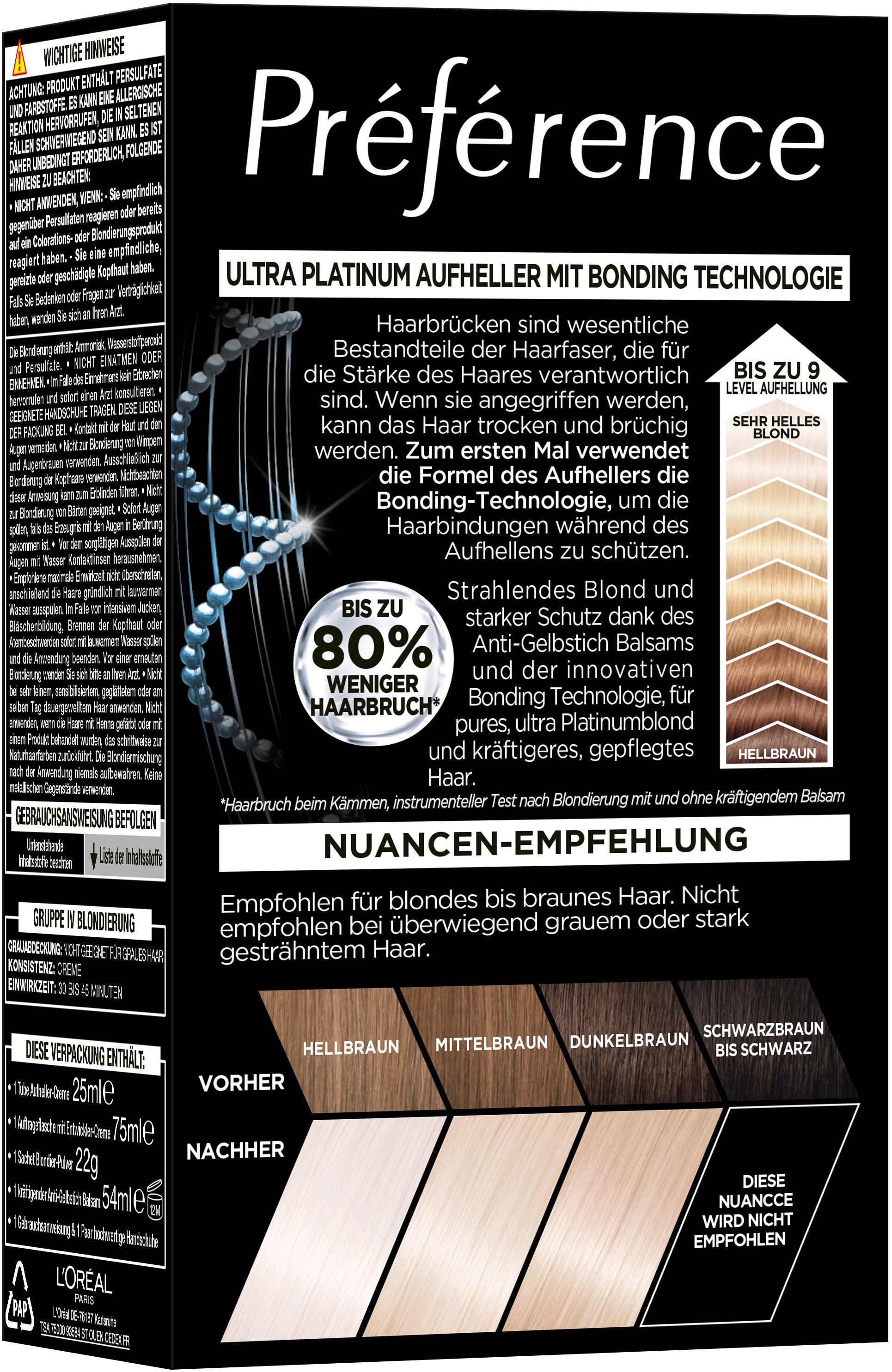 L'ORÉAL PARIS Coloration »Blondierung für helles Haar«, (Packung, 3 tlg.), mit pflegender Formel