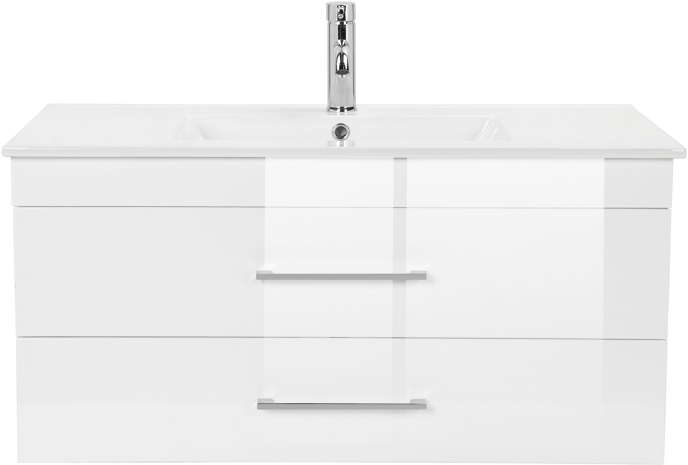 Thumbnail - welltime Waschtisch "Florenz" Komplett-Set, Waschplatz mit 2 Auszügen und Softclose Breite 100cm