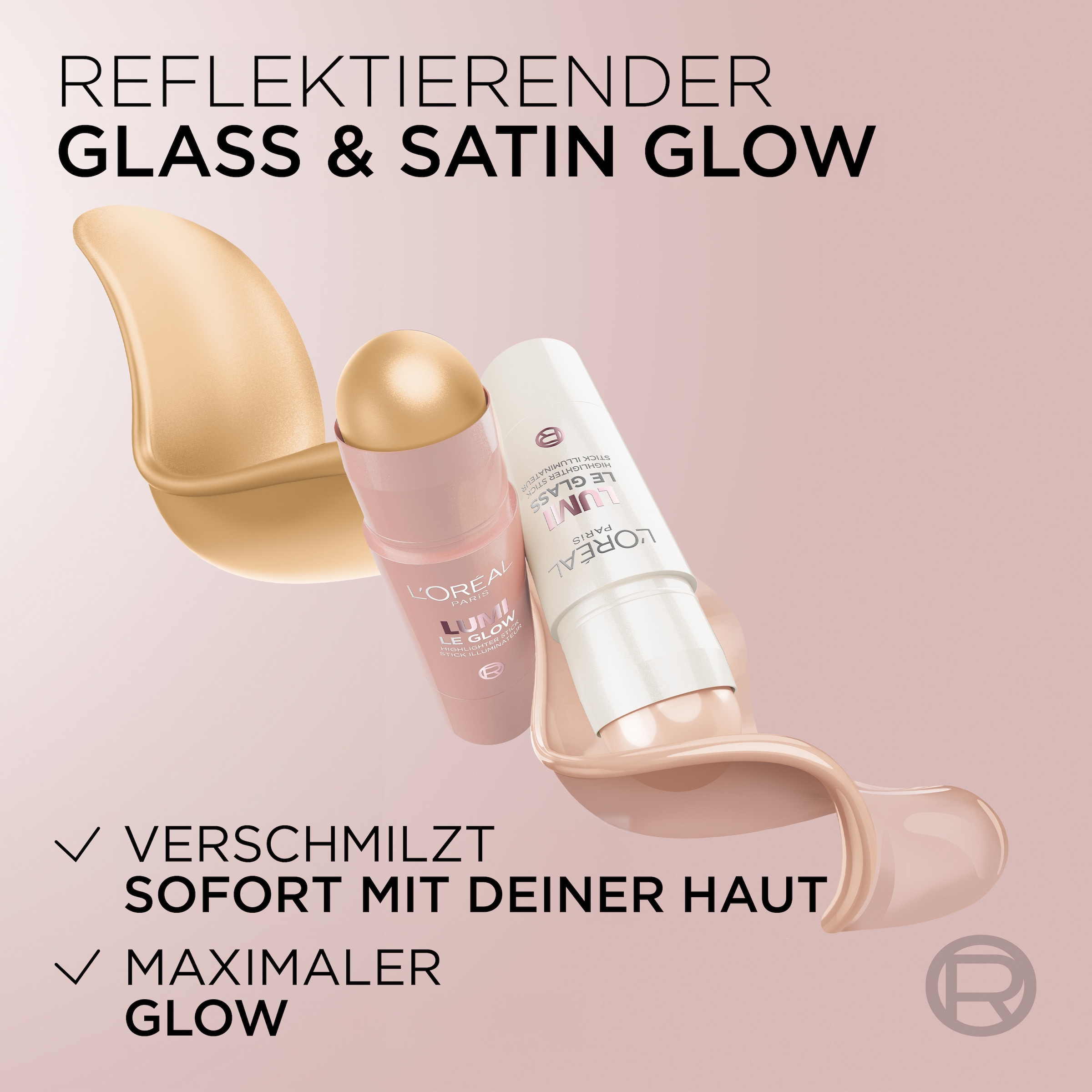 L'ORÉAL PARIS Highlighter »L'Oréal Paris Lumi Le Glass Highlighter Stick«, Reflektierender Wet-Look, hält den ganzen Tag, einfach aufzutragen.