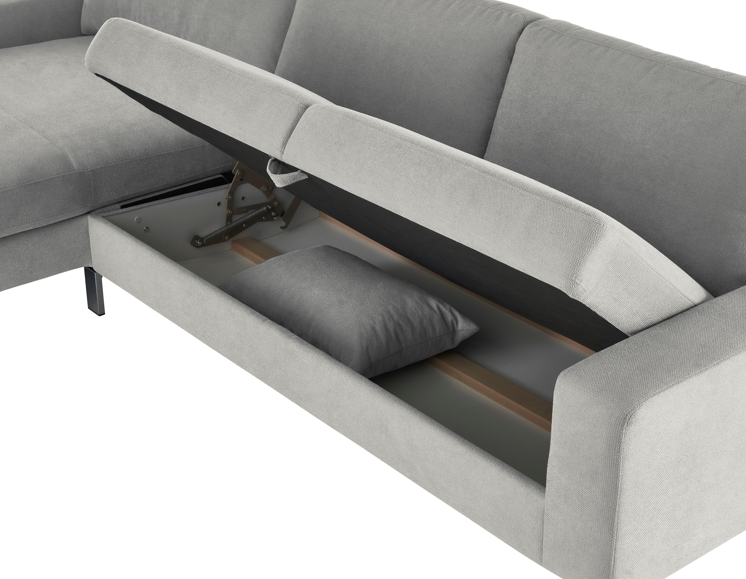 3C Candy Ecksofa »Lecce, wahlweise PUR-Schaumstoff oder Tonnentaschenfederkern«, Bett im 2,5-Sitzer, teilmotorische Schlaffunktion im Longchair, L-Form