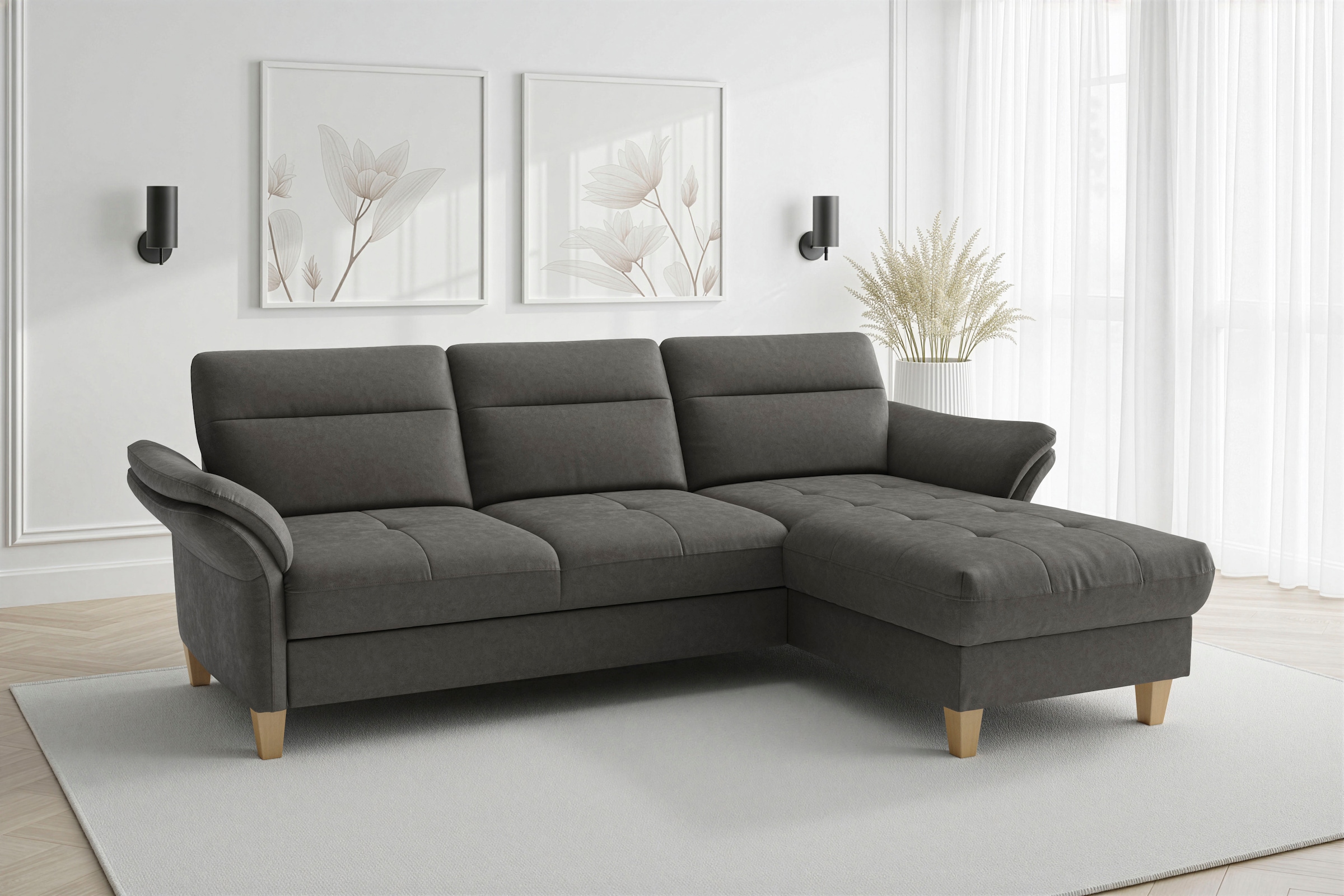 sit&more Ecksofa "Pamela L-Form, B: 230 cm, optional Schlaffunktion & Bettkasten" mit Federkern und Liegefläche aus Originalstoff