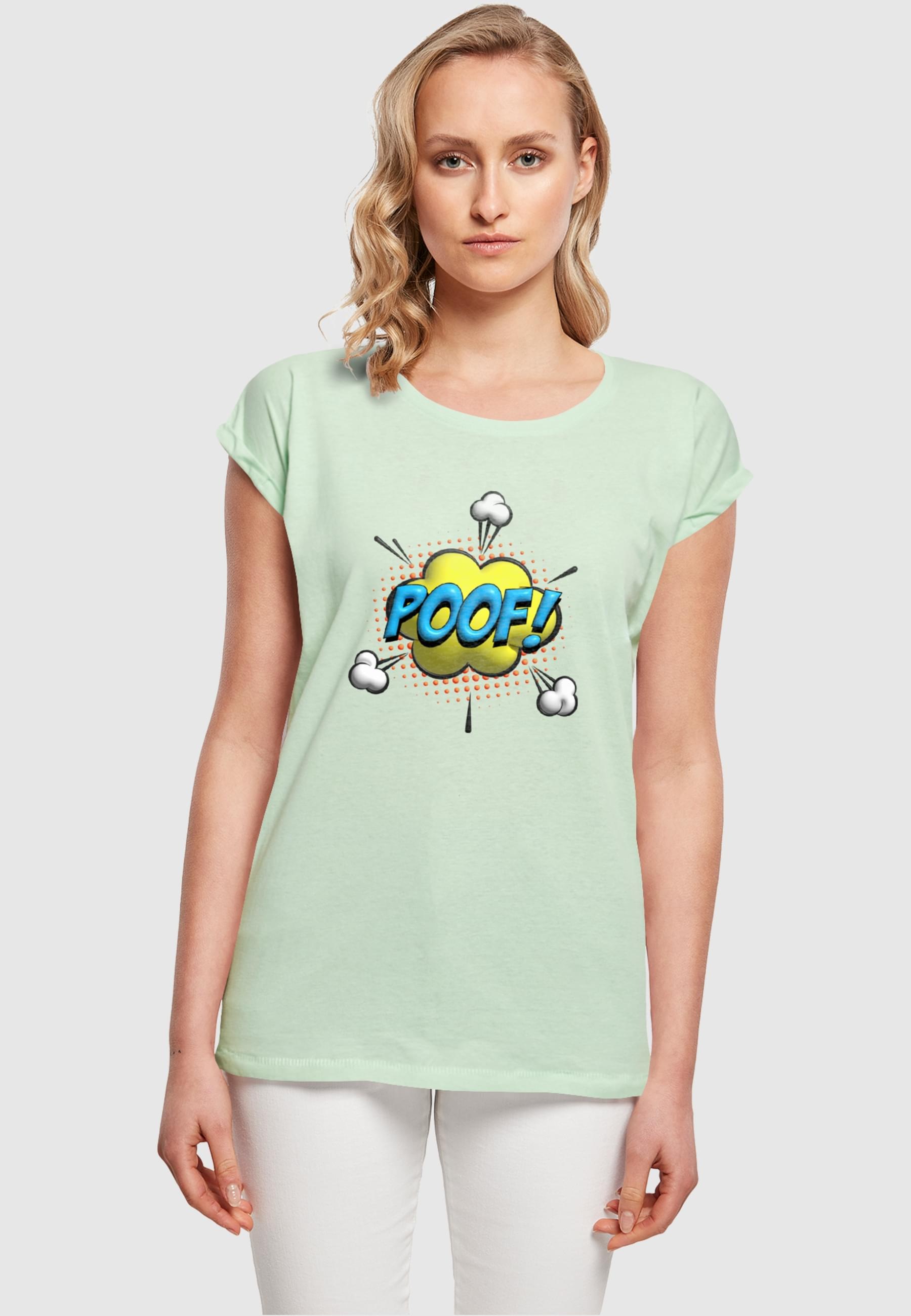 Merchcode T-Shirt »Merchcode Damen Ladies POOF Comic Extended Shoulder Tee«, (1 tlg.)