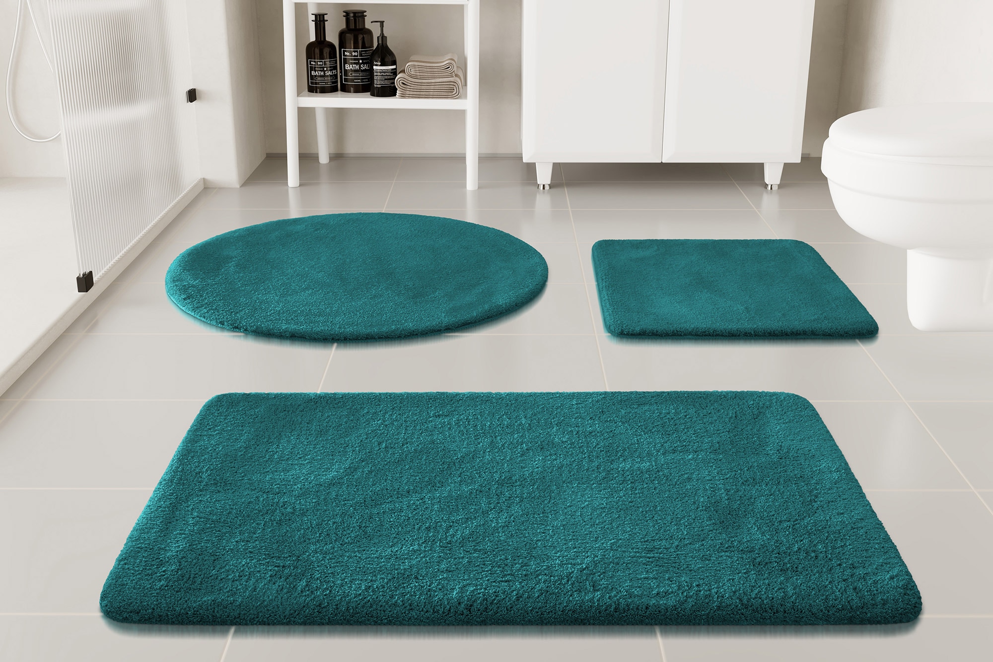 my home Badematte »Neele«, rutschhemmend beschichtet, schnell trocknend, Badteppich, getuftet, modern, Uni, antirutsch, flauschig, hochflor