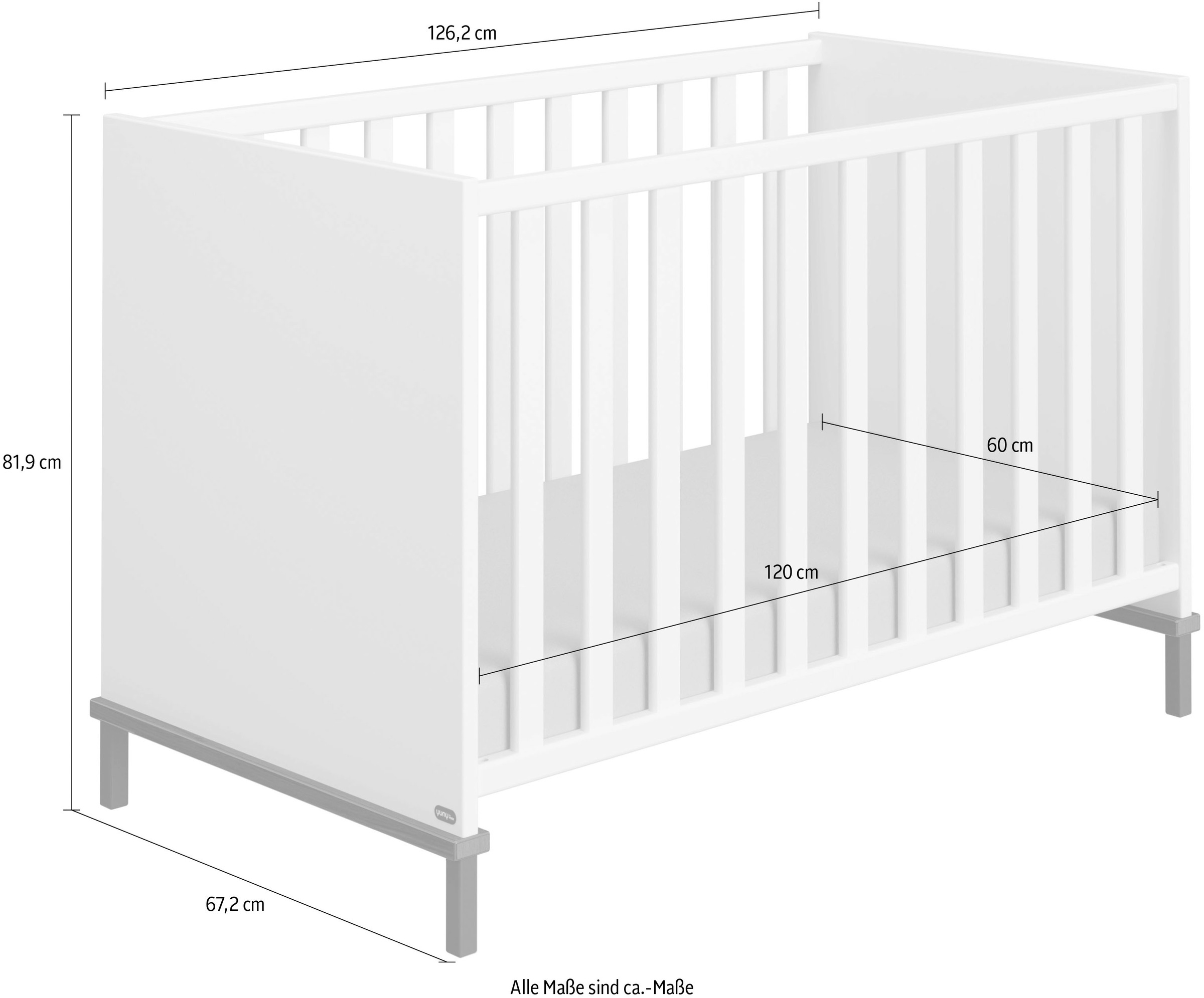 YUNY by PAIDI Babybett »LOVELY ALIV in Off-White«, Gitterbett höhenverstellbar, Kinderbett