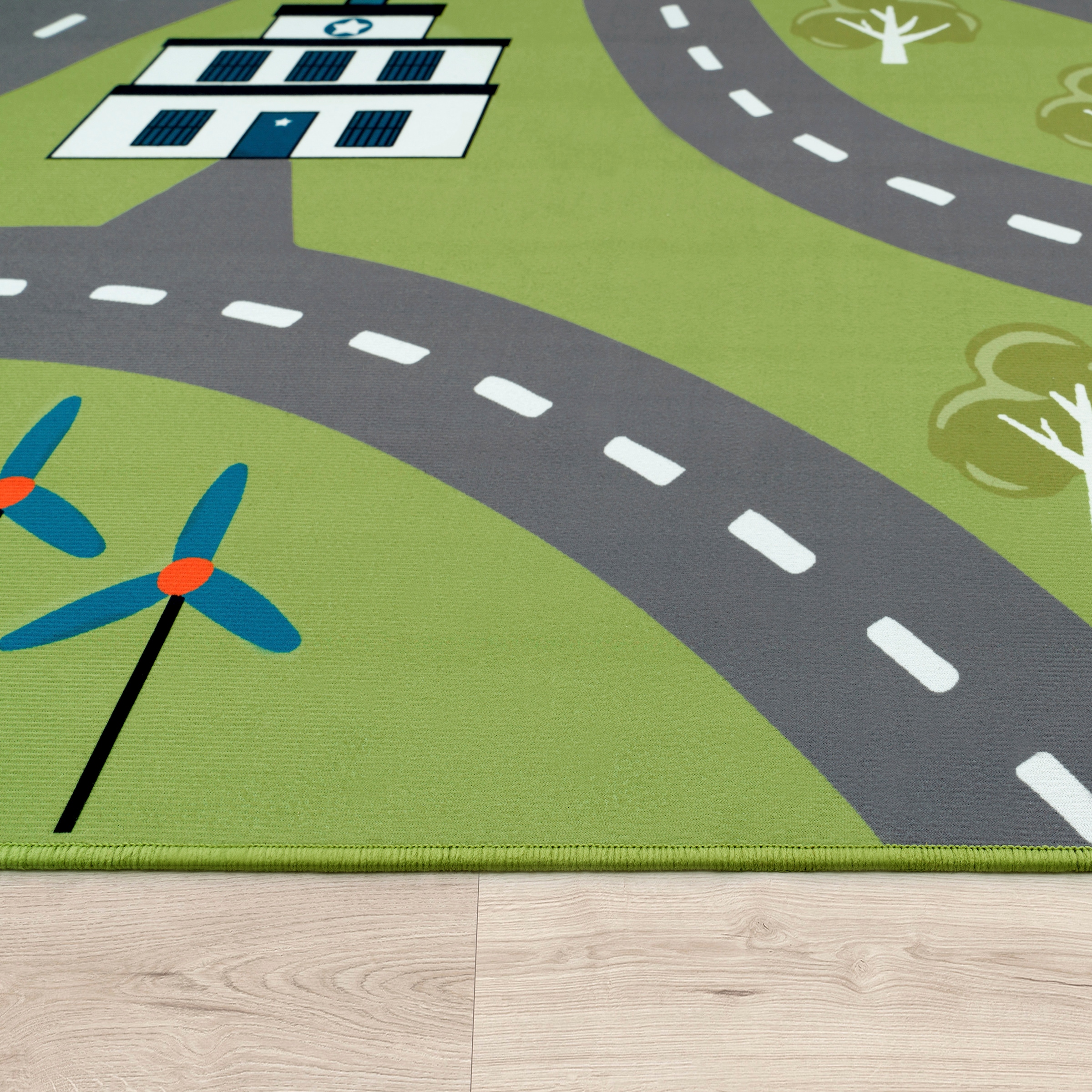 Paco Home Kinderteppich »Bino 562«, rechteckig, 4 mm Höhe, Kurzflor, Straßen-Spiel-Teppich, Motiv Flughafen, Kinderzimmer