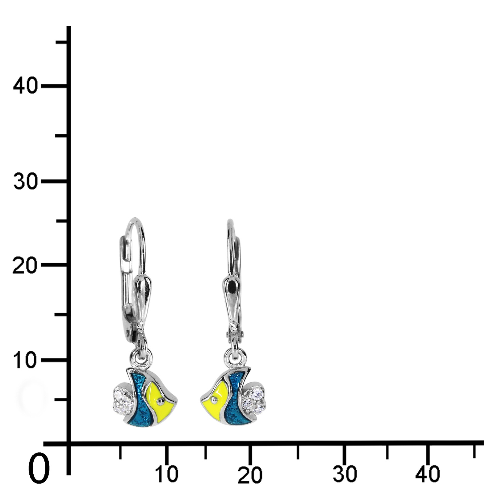 Paar Ohrhänger OSTSEE-SCHMUCK "- kleiner Fisch - Silber 925/000 - Zirkonia" Gr. 23, blau, Ohrringe, Damen, Silber 925 (Sterlingsilber) 5