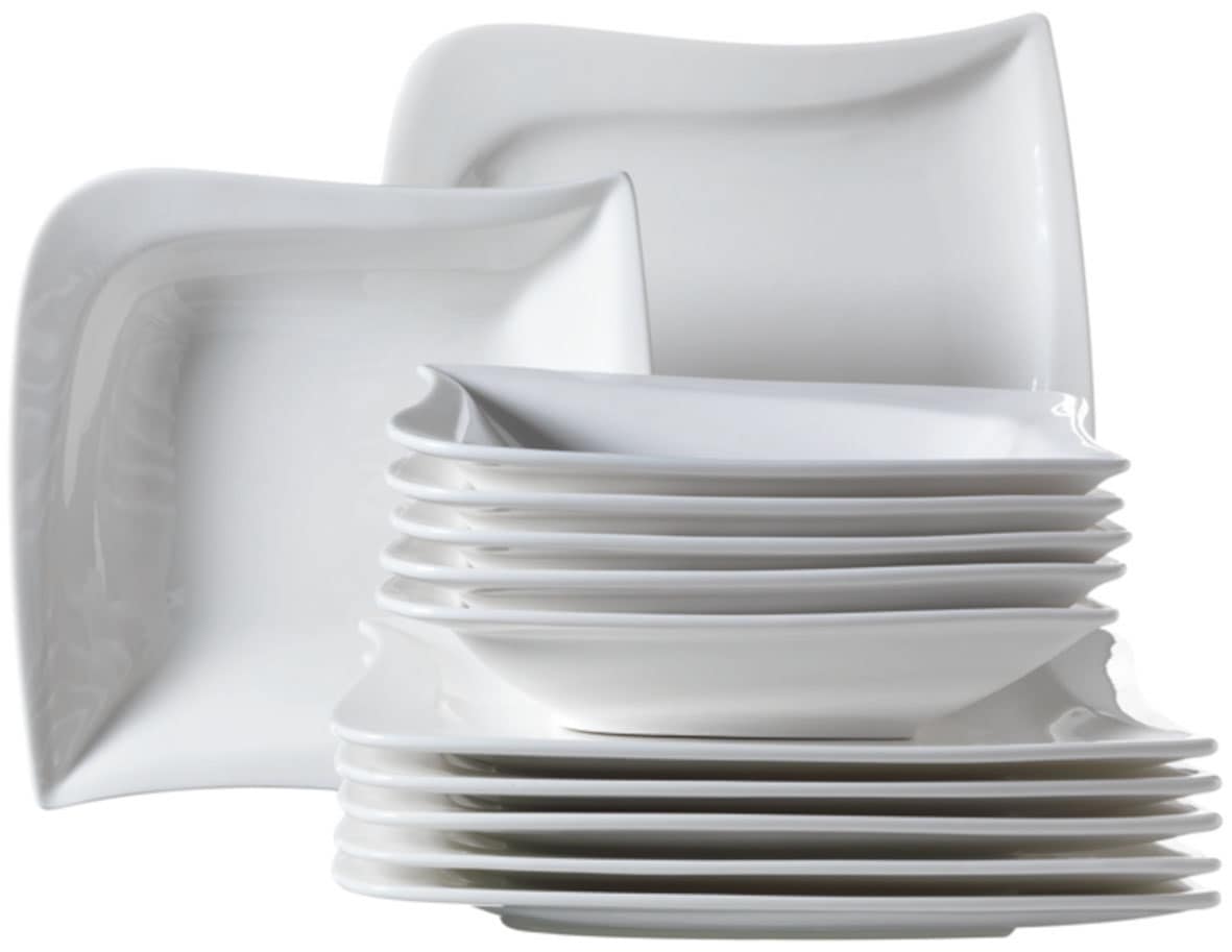 MÄSER Tafelservice "Geschirr-Set La Musica" Teller Set, weiß, Made in Germany, 12 Teile, für 6 Personen