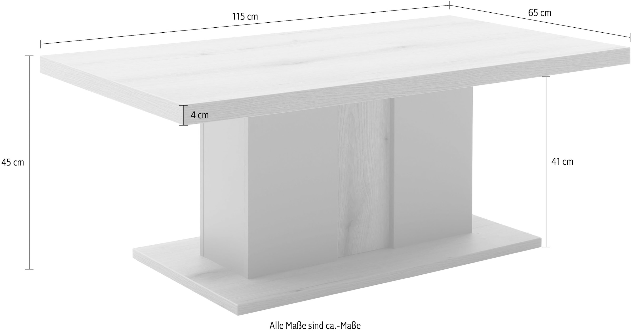 MCA furniture Couchtisch »Moniz Couchtisch mit Bodenplatte«, (1 St.), Wohnzimmertisch,Eiche,Salbeigrün,mit Säule,belastbar 50kg,Breite 115cm