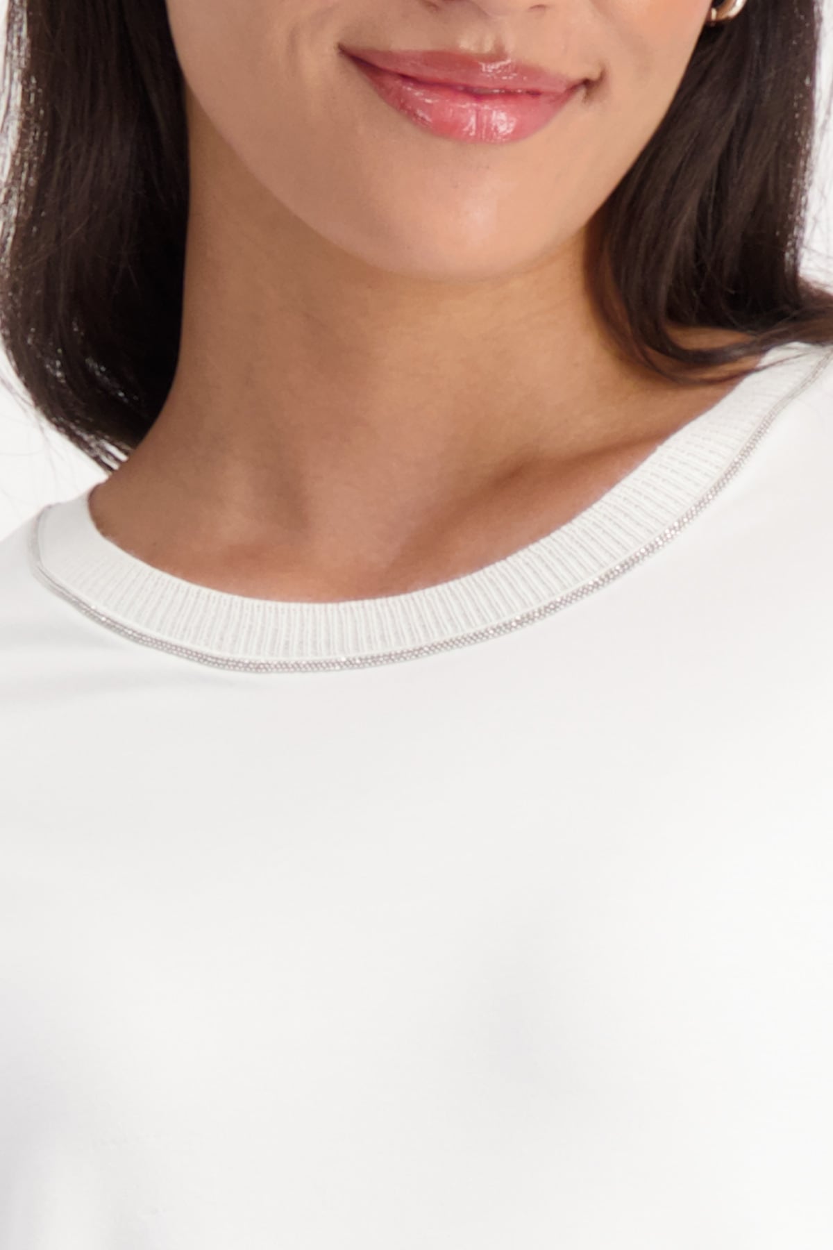 Monari Langarmshirt »Shirt Basic Schmuck Kette« Regular fit mit Rundhalsausschnitt