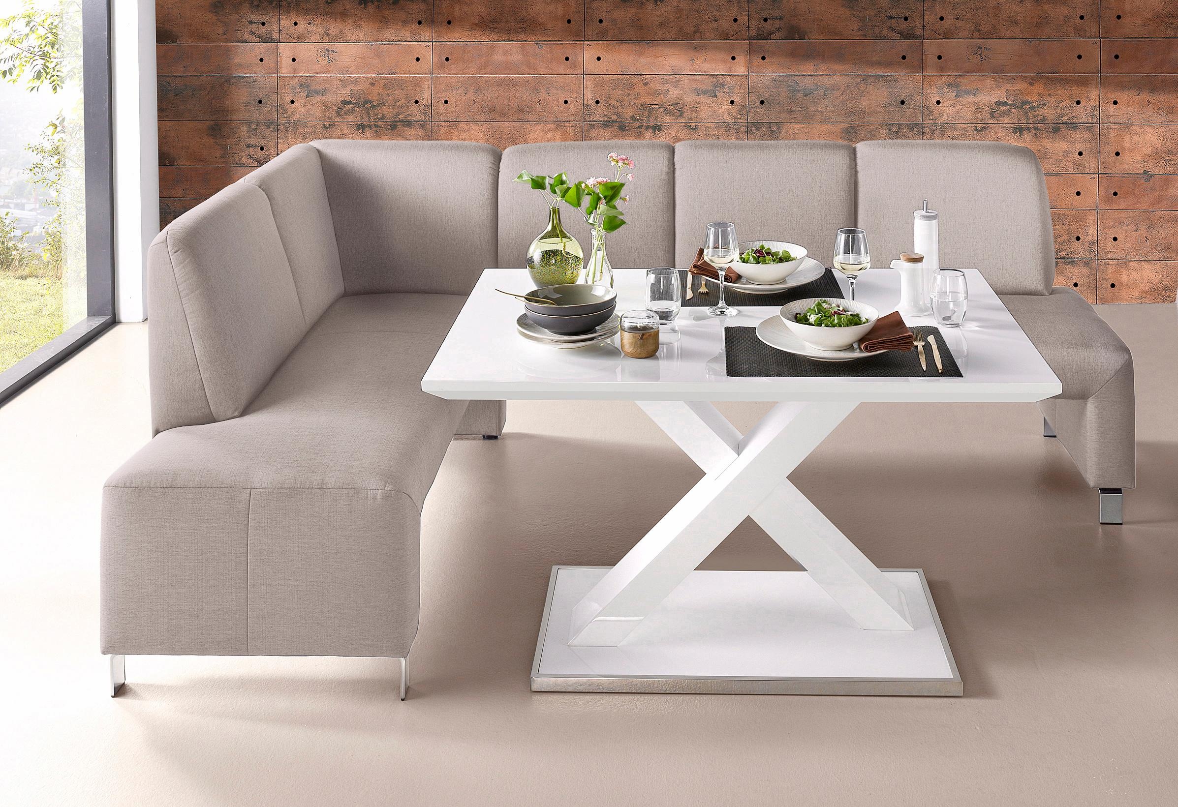 exxpo - sofa fashion Eckbank "Intenso, viele Bezugsstoffe Cord, Struktur 243/158 cm (B/T)" hohe Bodenfreiheit, frei im Raum stellbar, hoher Sitzkomfort