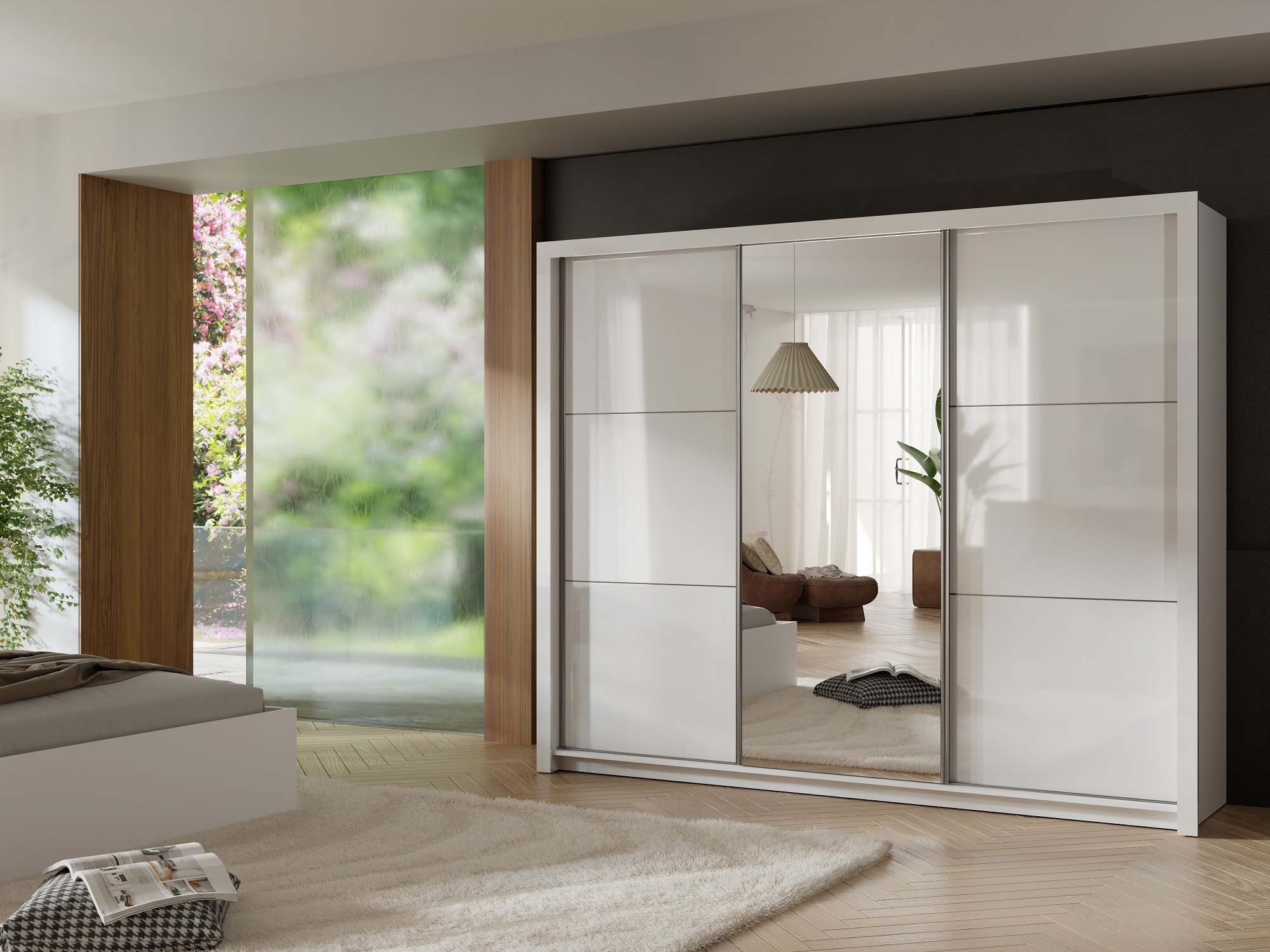 Home affaire Kleiderschrank "LANDERY Garderobe mit Spiegel, 8 Fächer, 2 Kle günstig online kaufen