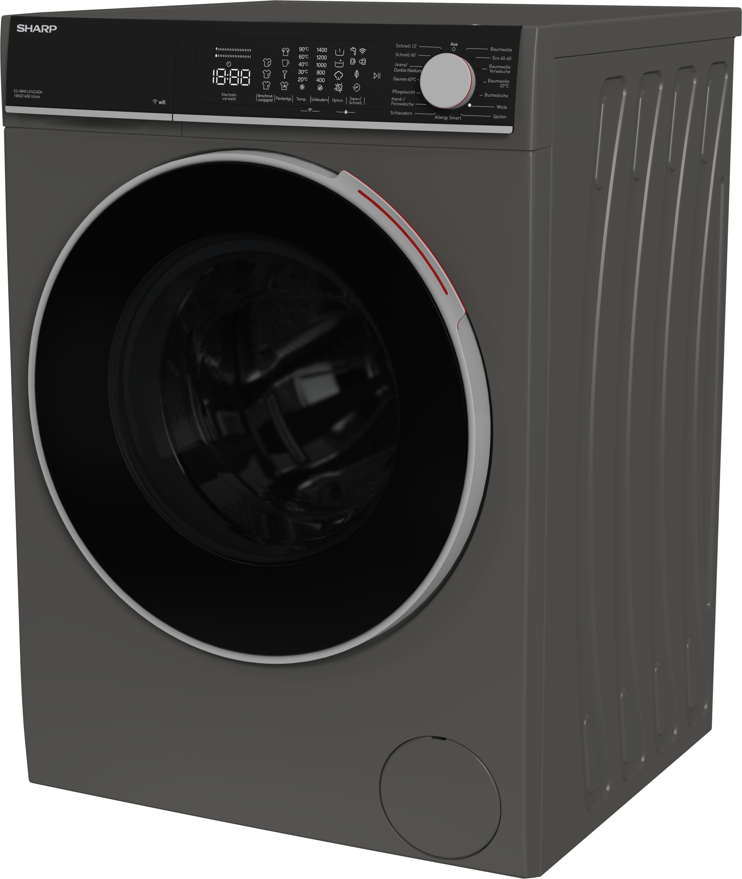 Sharp Waschmaschine High Class »ES-WNFL014CADA-DE«, 10 kg, 1400 U/min, 10kg / +WIFI / A-20% / Fulltouch/Steam/Espr.Grey