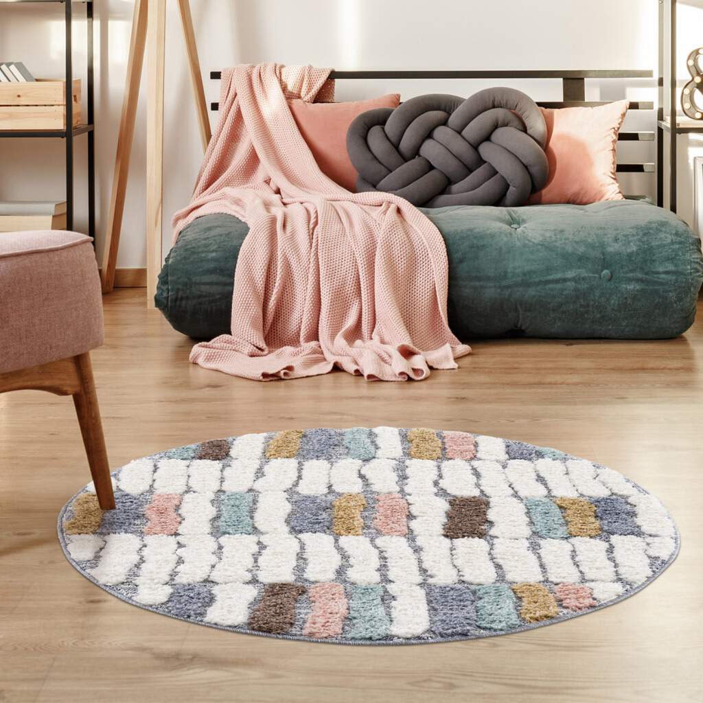 Carpet City Hochflor-Teppich »Focus 3032«, rund, besonders weich, Modern,  Bunt, 3D-Effekt | BAUR