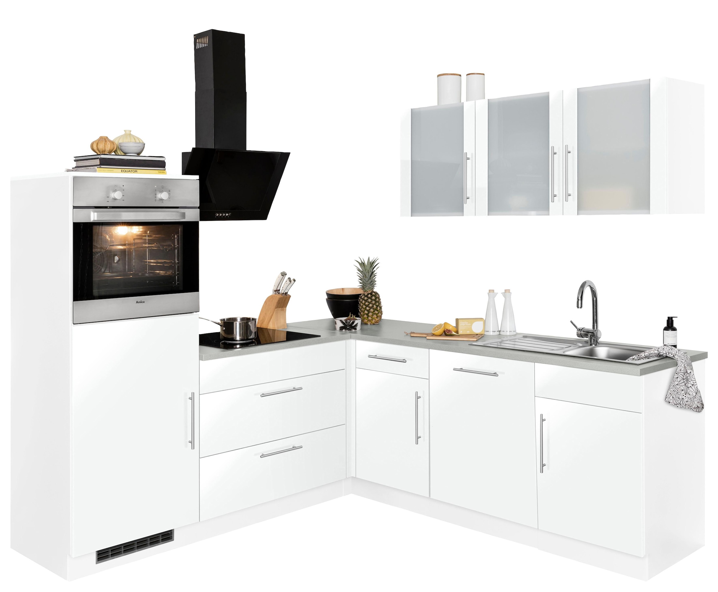 wiho Küchen Winkelküche "Cali", mit E-Geräten, Stellbreite 210 x 220 cm