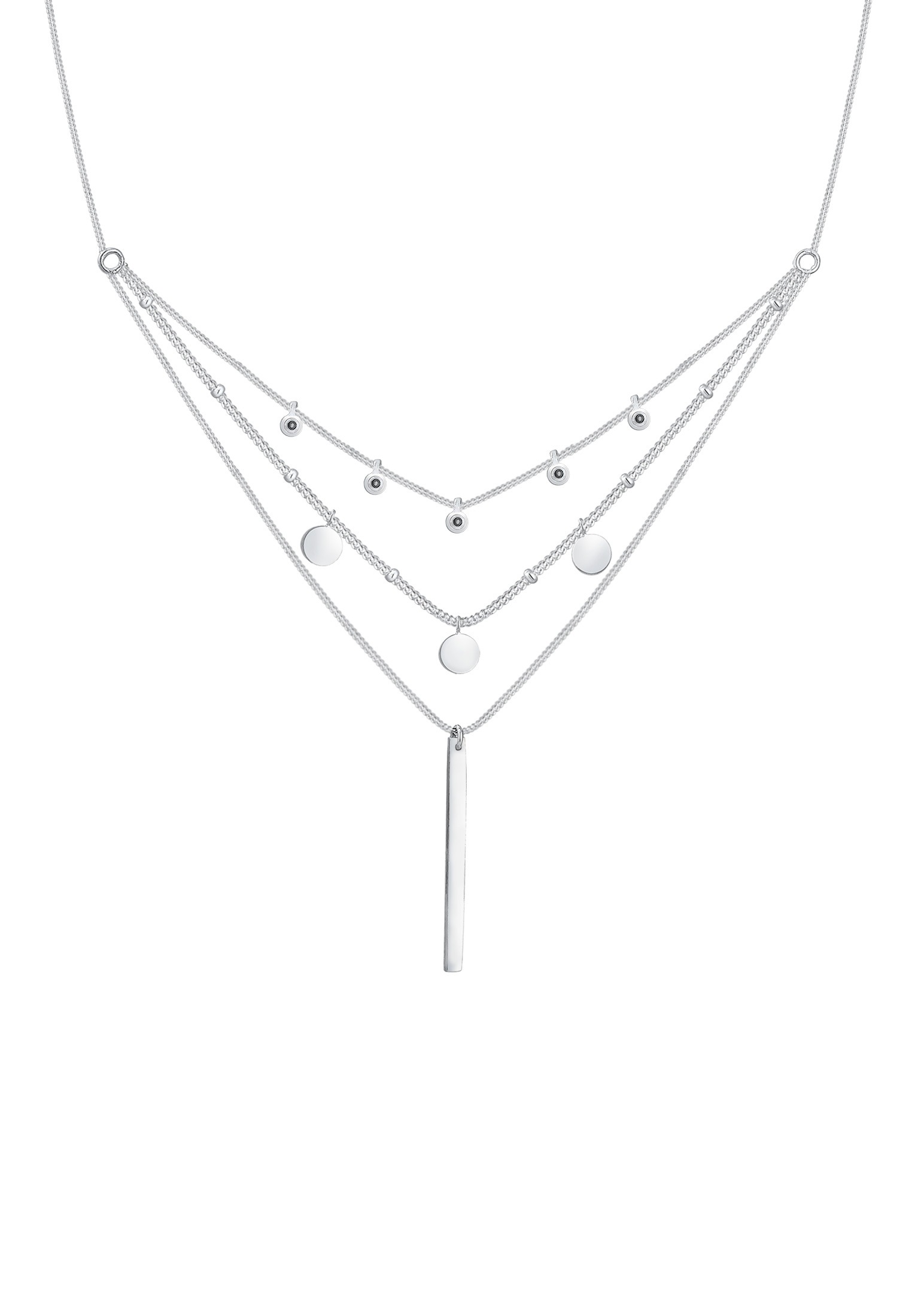 Elli Gliederkette »Layer Glas Kristalle Weiß 925 Sterling Silber«