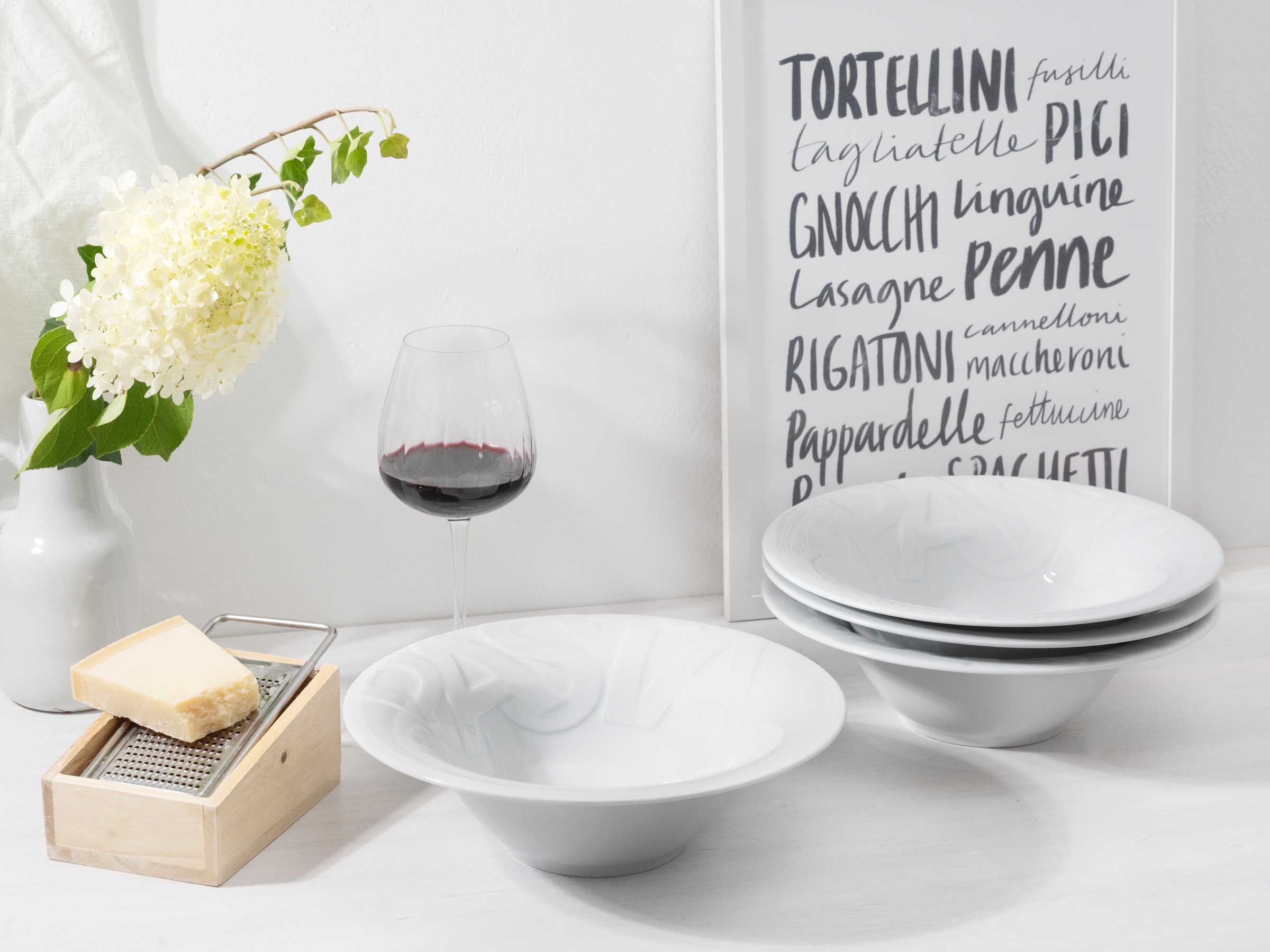 CreaTable Pastateller »Essteller Gourmet« Teller Set für 4 Personen, weiß, Porzellan,schwere Qualität