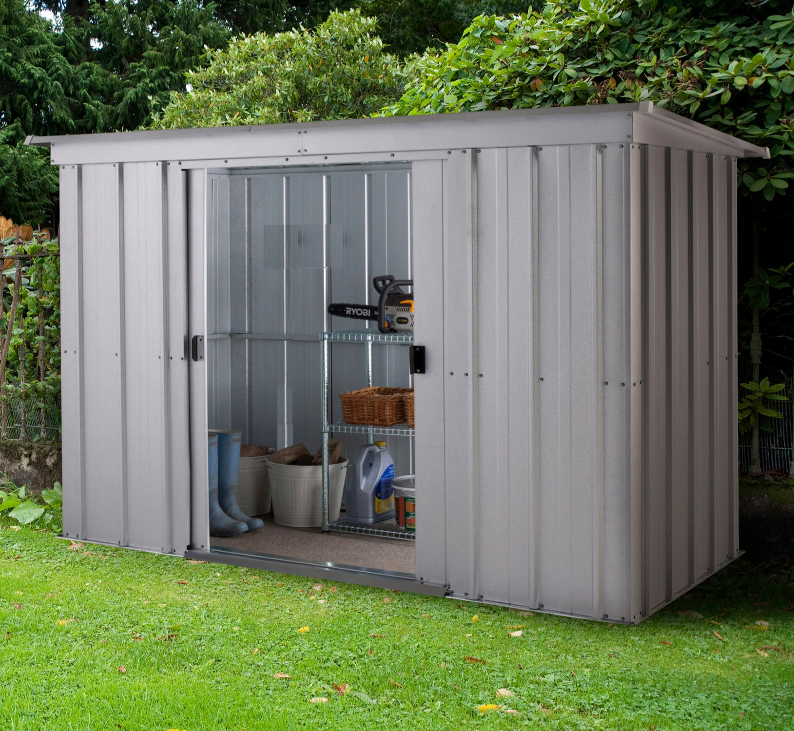 YARDMASTER Gerätehaus "Sachsen 64", Metall, mit Bodenrahmen