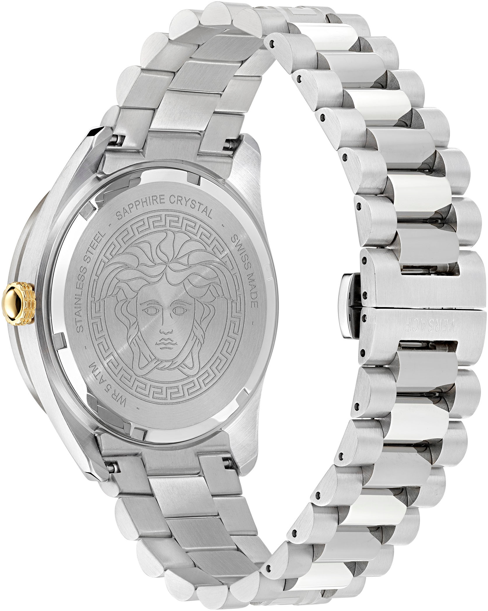 Versace Quarzuhr »V-DOME«, Armbanduhr, Herrenuhr, Swiss Made, Leuchtindizes (Zifferblatt), Datum