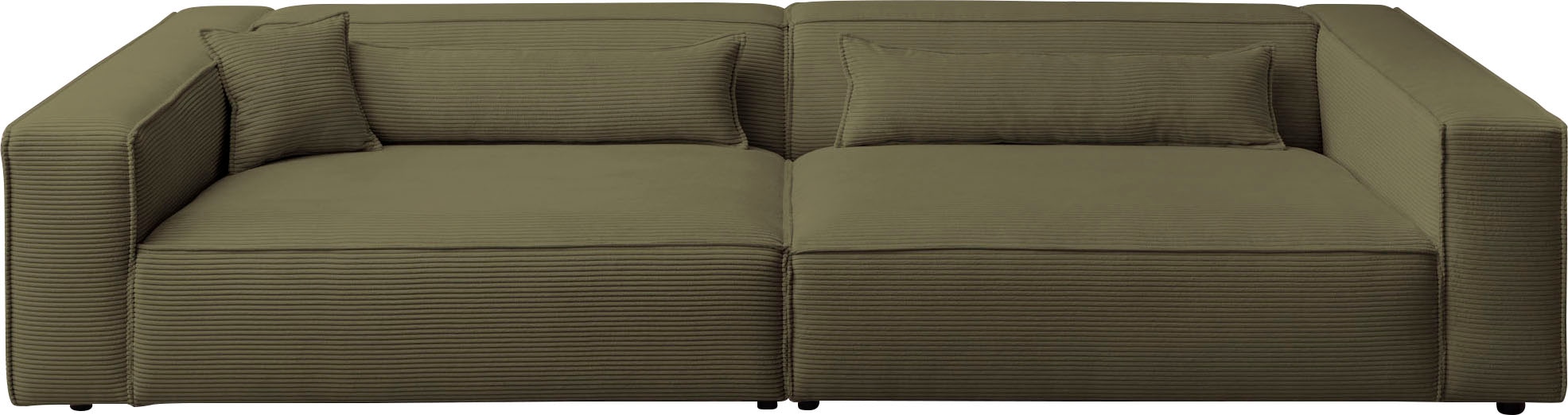 LeGer Home by Lena Gercke 3-Sitzer »PIARA, XXL Sofa mit Kedernaht, Big-Sofa in Cord oder Leinenoptik«, schwarze Füße, bequemer Sitzkomfort, extra tiefe Sitzfläche