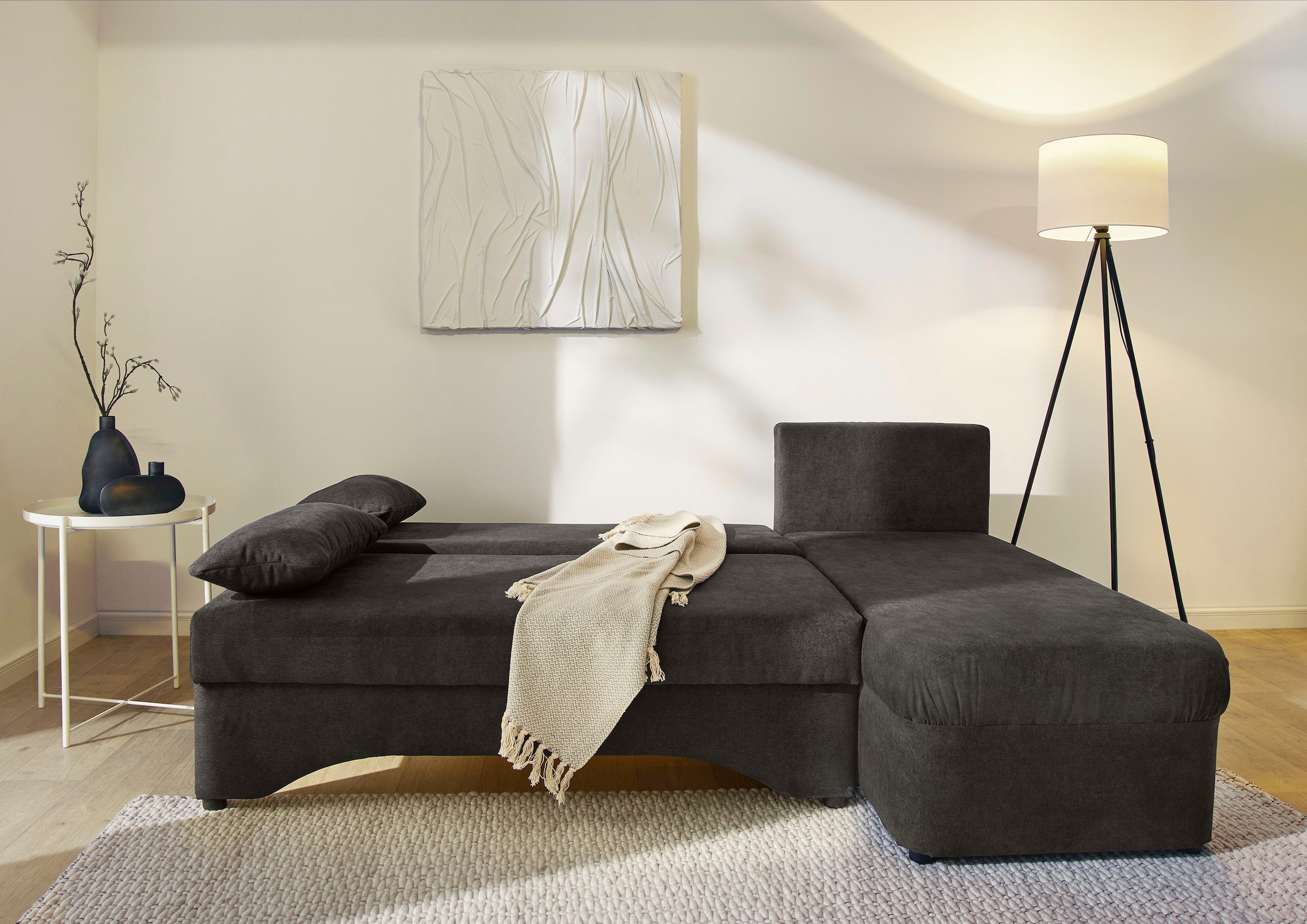 Jockenhöfer Gruppe Ecksofa »Starlight, L-Form, mit indirekter dimmbarer LED-Beleuchtung«, Gästebettfunktion; Stauraum/Bettkasten, mit Kissen