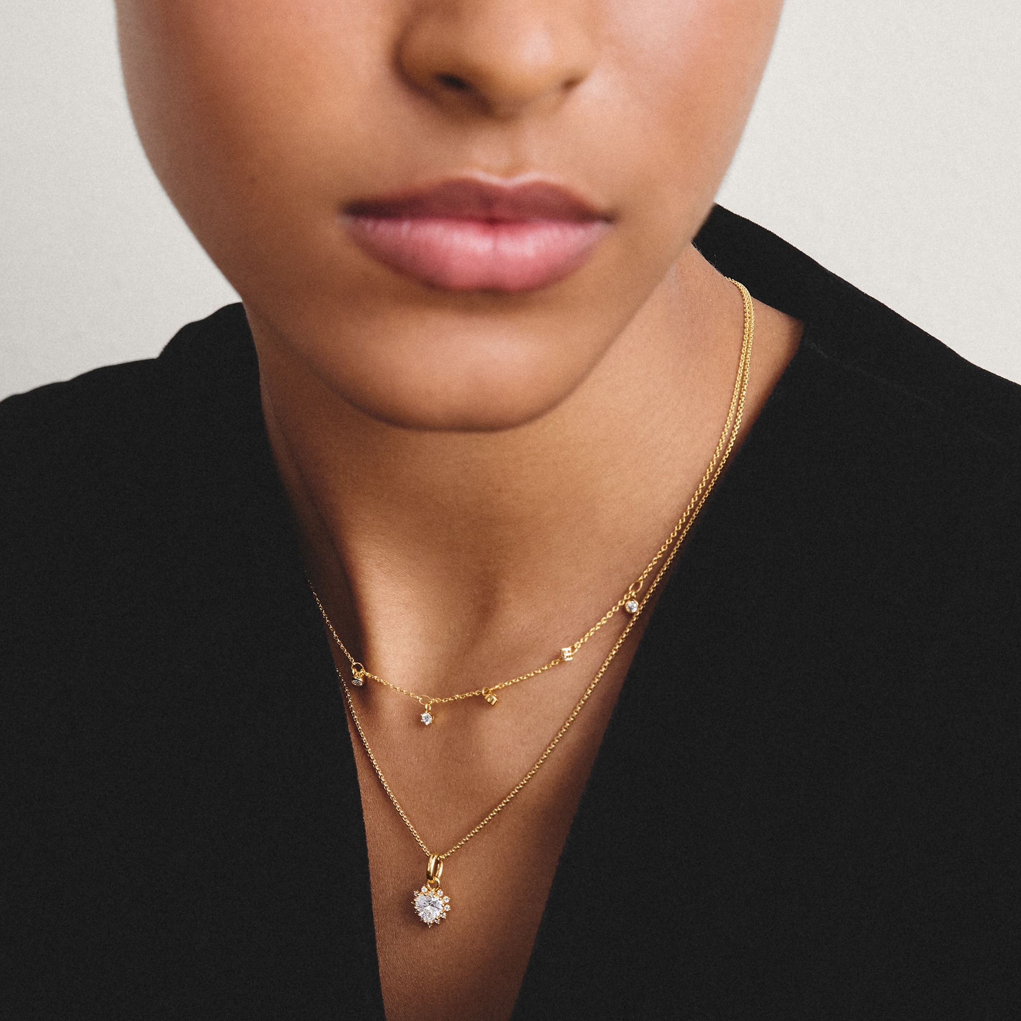 THOMAS SABO Kette mit Anhänger »Kette mit Sternen gelbgoldfarben« mit Zirkonia (synth.)