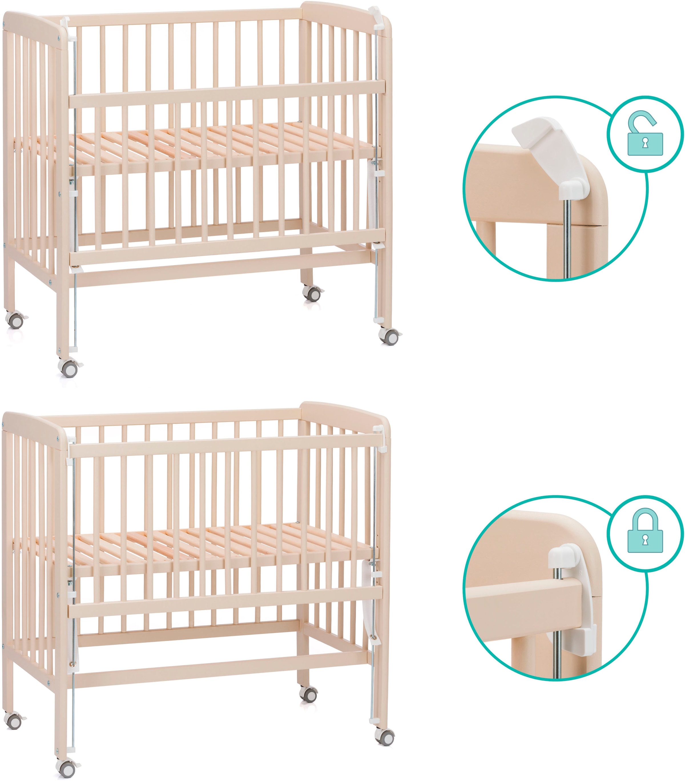 Fillikid Beistellbett »Nino«, inkl. Matratze; Made in Europe