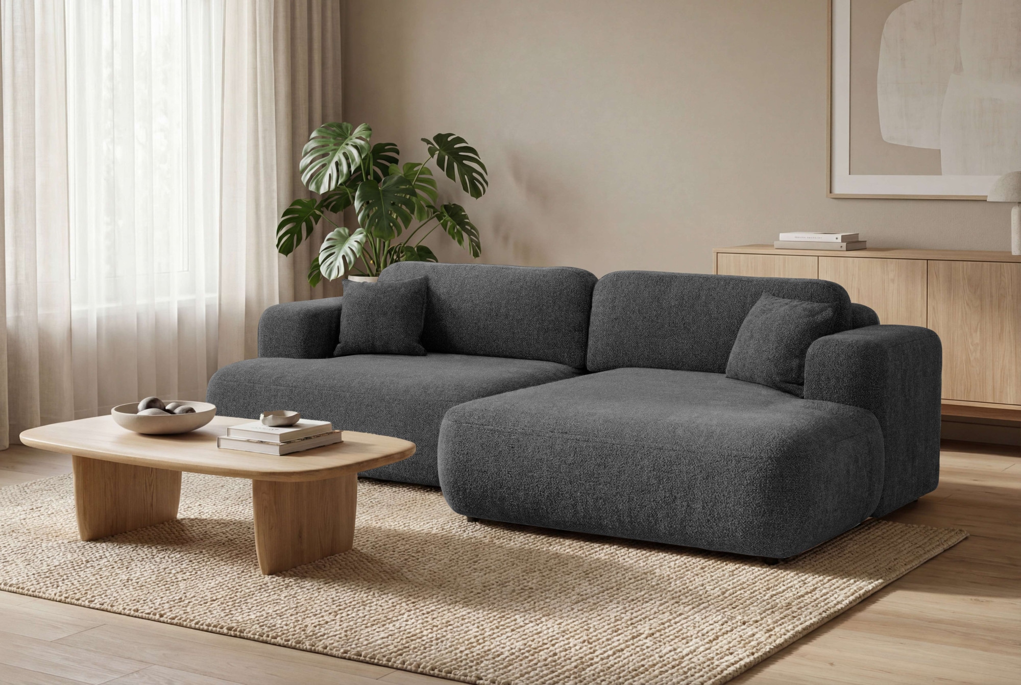 OTTO home Ecksofa "VEEVIA L-Form, Schlafsofa, Verlässliche Qualität, Breite 256cm" mit Bettkasten, belastbar bis 480kg, inklusive Rücken- und Zierkissen