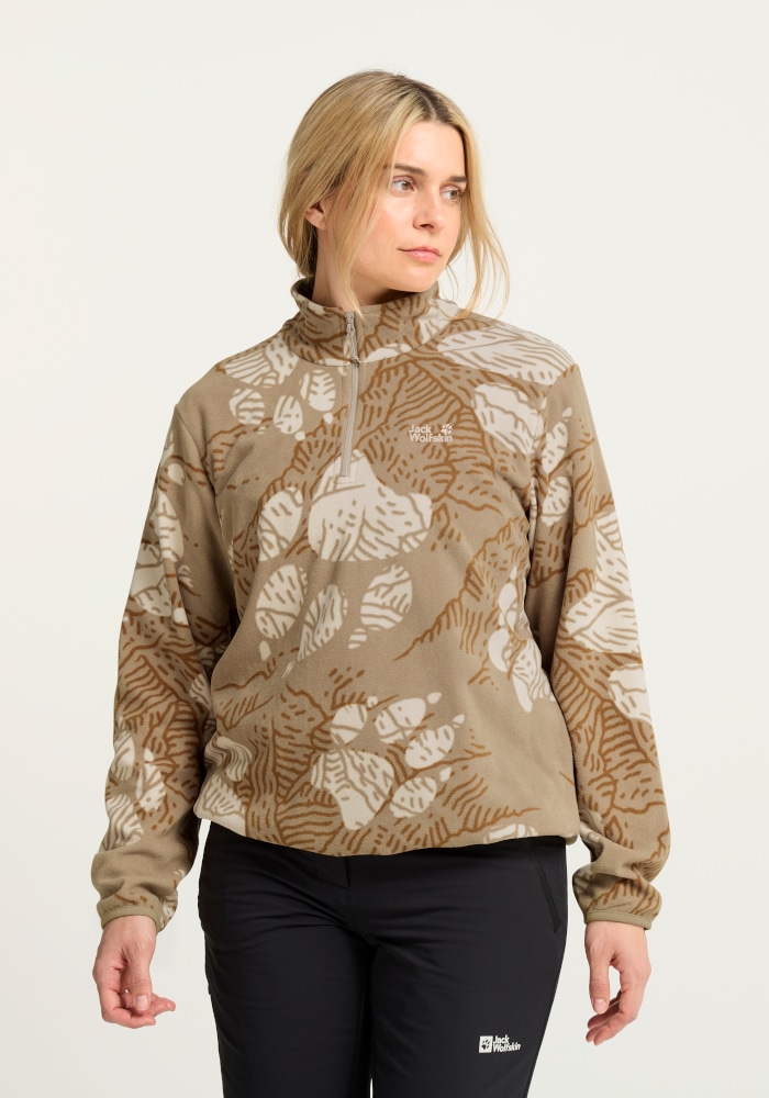 Jack Wolfskin Stehkragenpullover "PAW ERA 100 PRINT HZ W" Fleecepullover, weich, komfortabel
