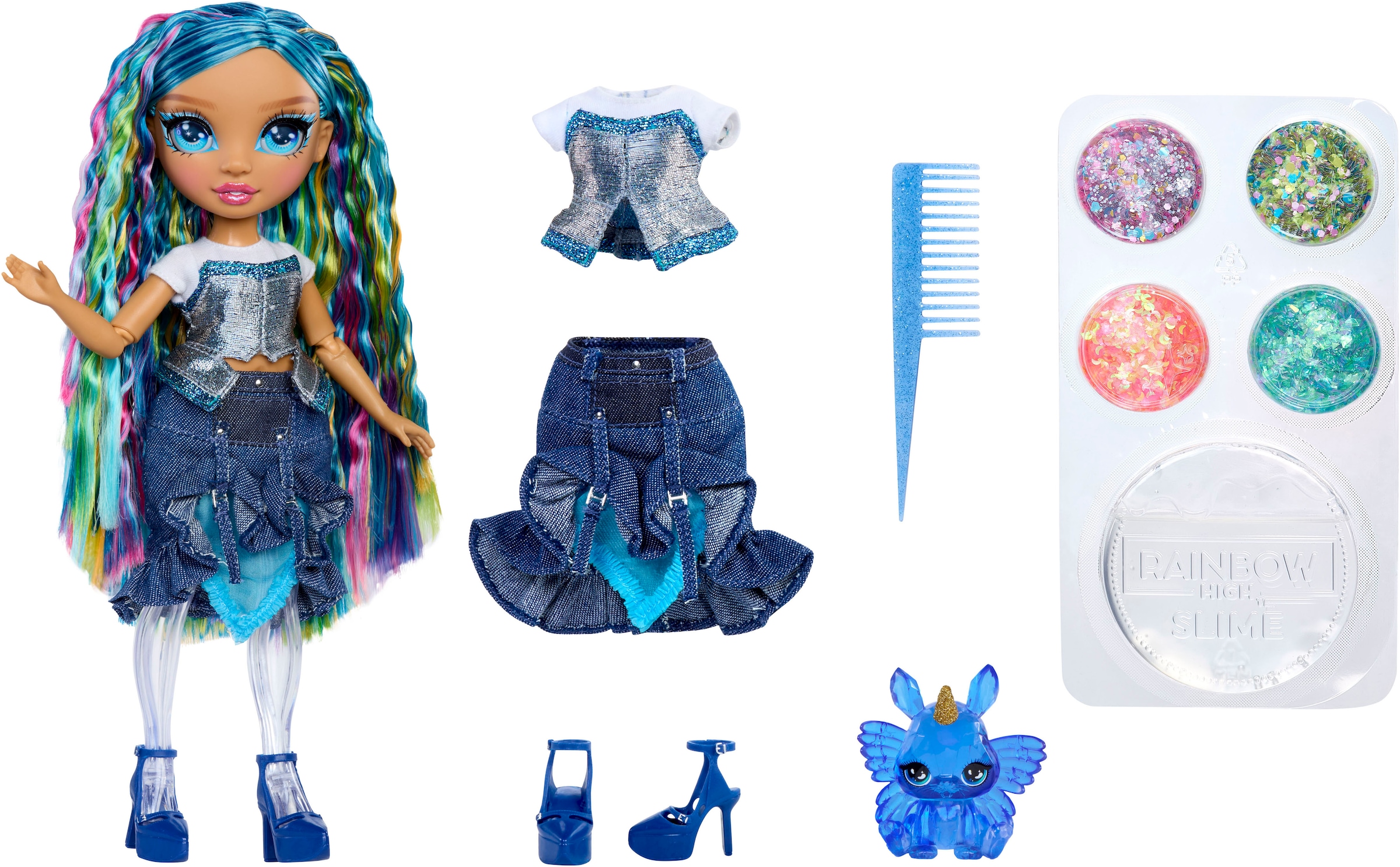 RAINBOW HIGH Anziehpuppe »Rainbow Shimmers with Slime Fashion Doll, Skyler (blue)«