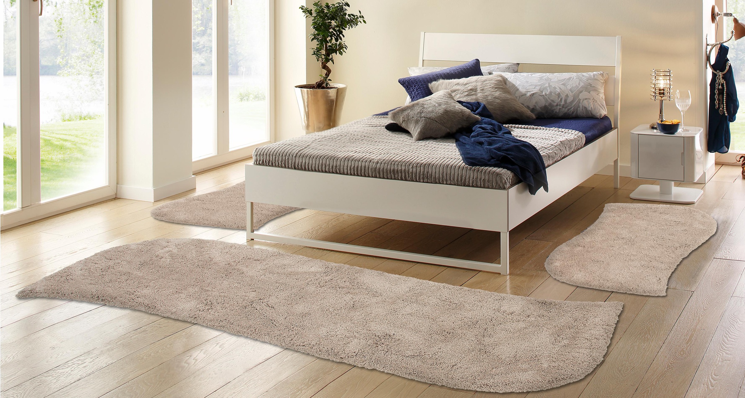 my home Hochflor-Bettumrandung "Desner" Höhe 35 mm 3 tlg. Mikrofaser, weich günstig online kaufen