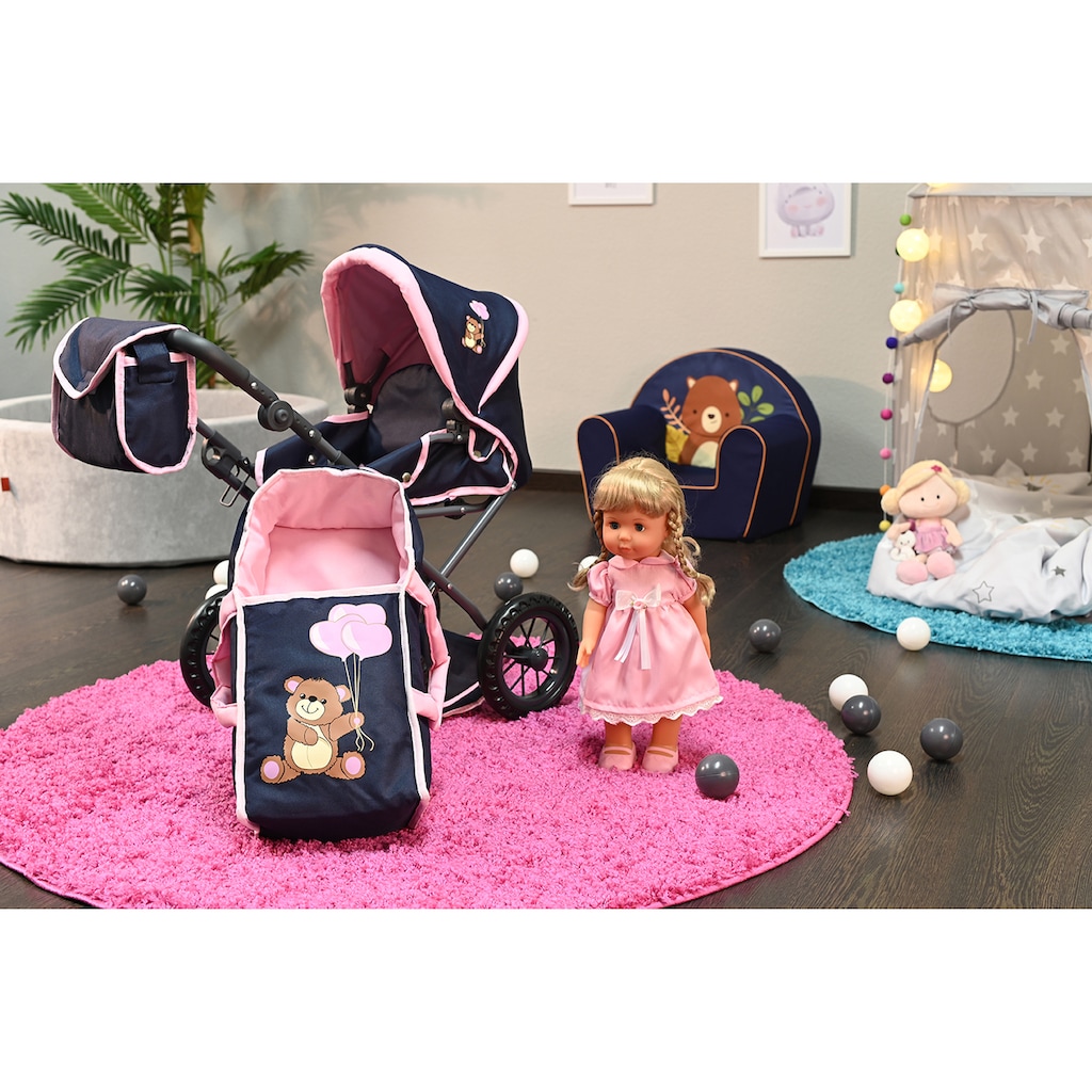 Knorrtoys® Kombi-Puppenwagen »Ruby - Navy Pink Baer«