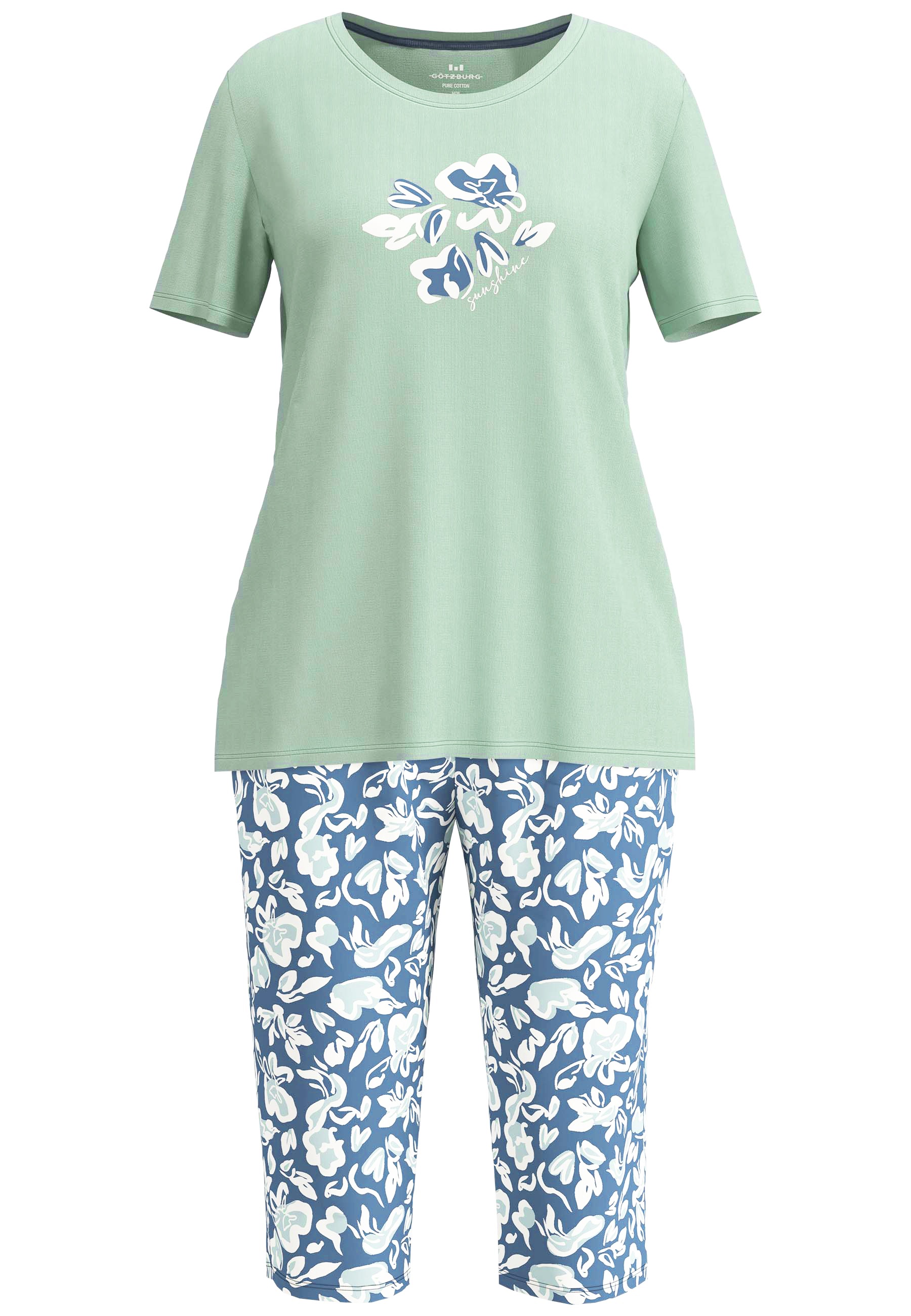 GÖTZBURG Pyjama Kurzarm, 3/4 Hose, Rundhalsausschnitt, mit Motiv, Baumwolle günstig online kaufen