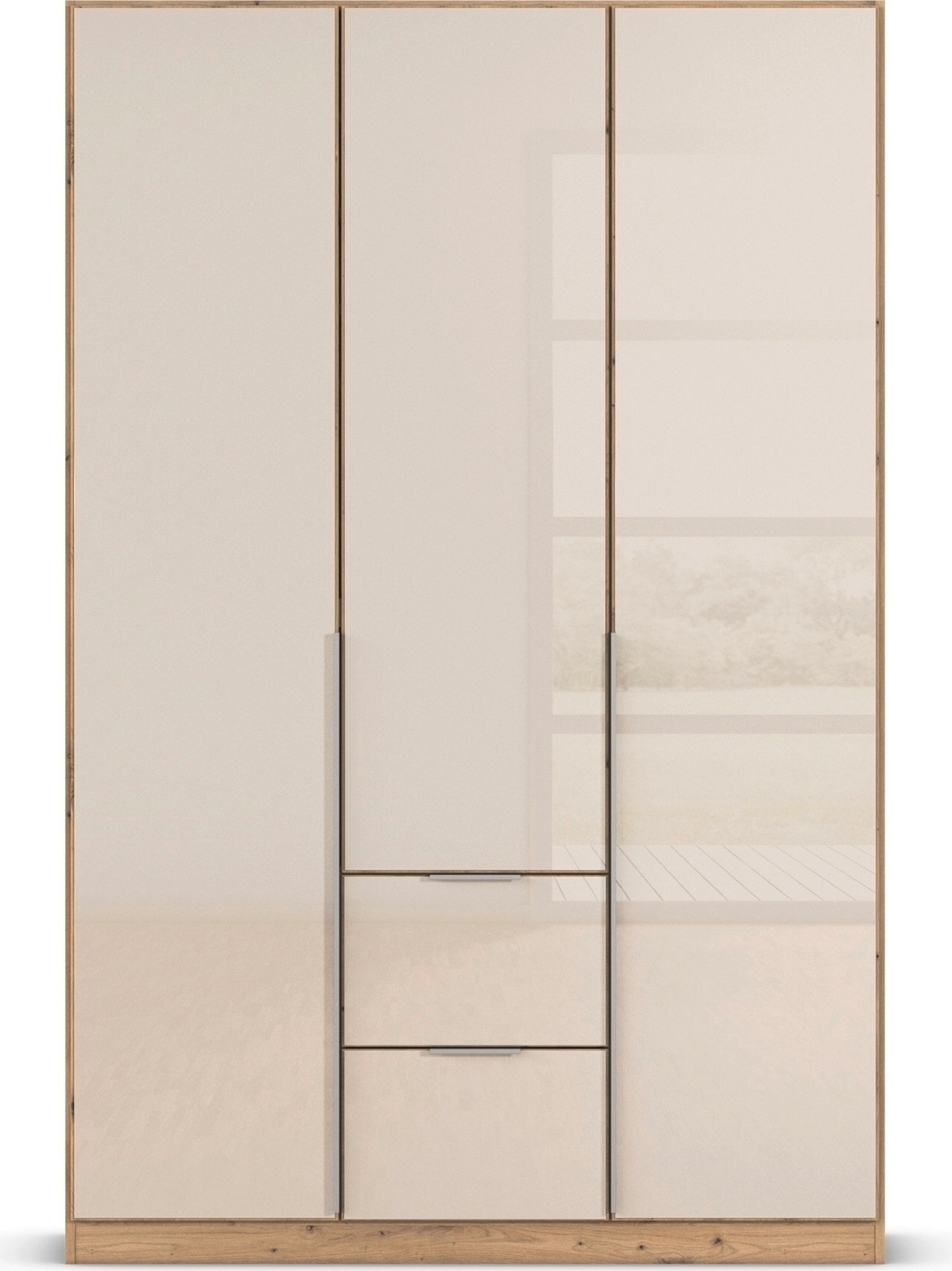 rauch Drehtürenschrank »Kleiderschrank Kleiderschränke Schrank Garderobe AGORDO mit Glasfront«, (in zwei Griff-Farben mit Glasfront), mit Außenschubkästen, in 6 Breiten und 2 Höhen MADE IN GERMANY
