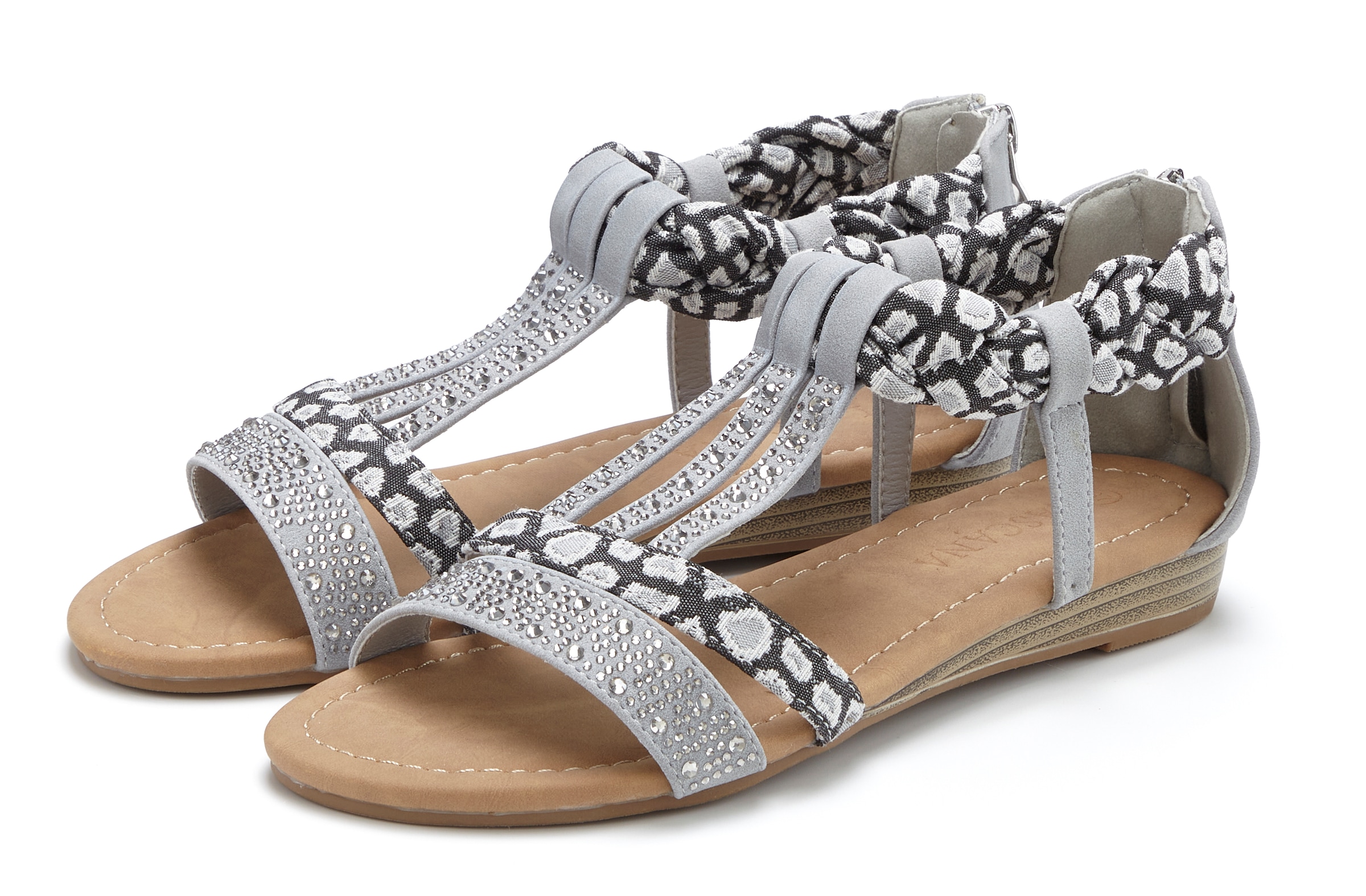 LASCANA Sandale »Sommerschuh, Sandalette,«  mit Verzierung und kleinem Keilabsatz im Festival-Look VEGAN