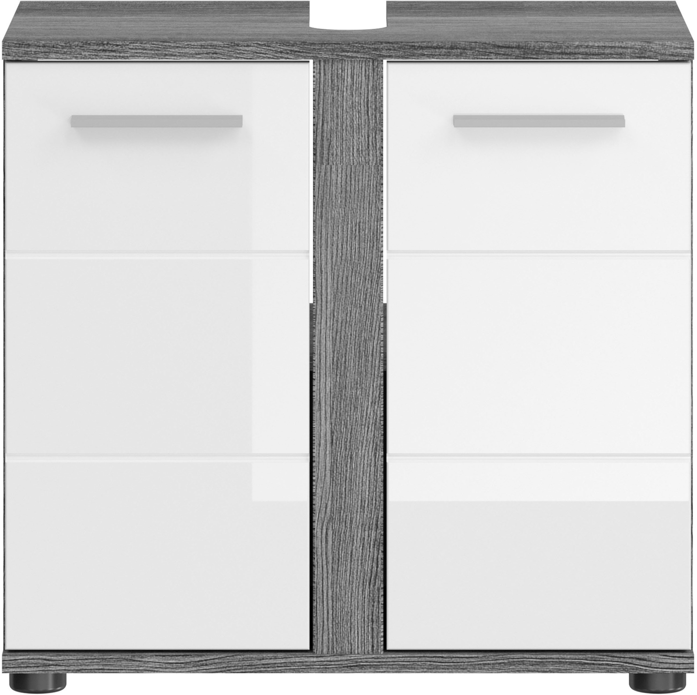 welltime Badmöbel-Set »LUCCA, 4-teilig, TOPSELLER!, MDF Hochglanzfront, bestehend aus:«, (Set, 4 St.), Waschbeckenunterschrank, Spiegel, Unterschrank, Hängeschrank