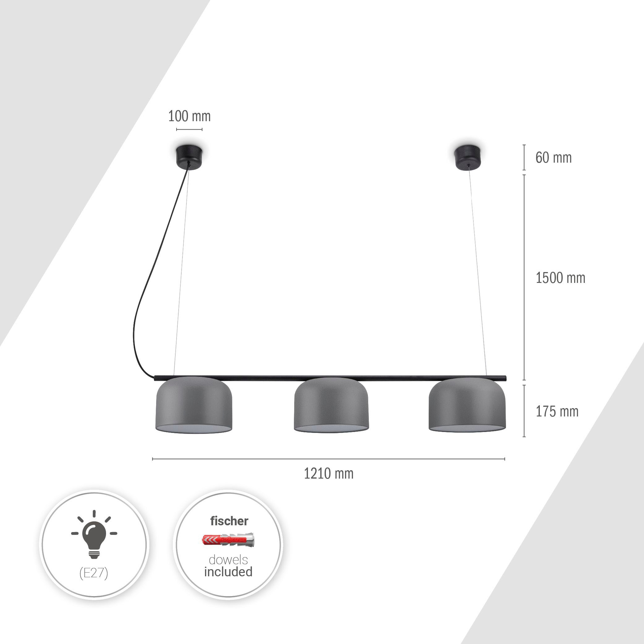 Paco Home Pendelleuchte »BOWL«, 3 flammig, Leuchtmittel E27 | ohne Leuchtmittel