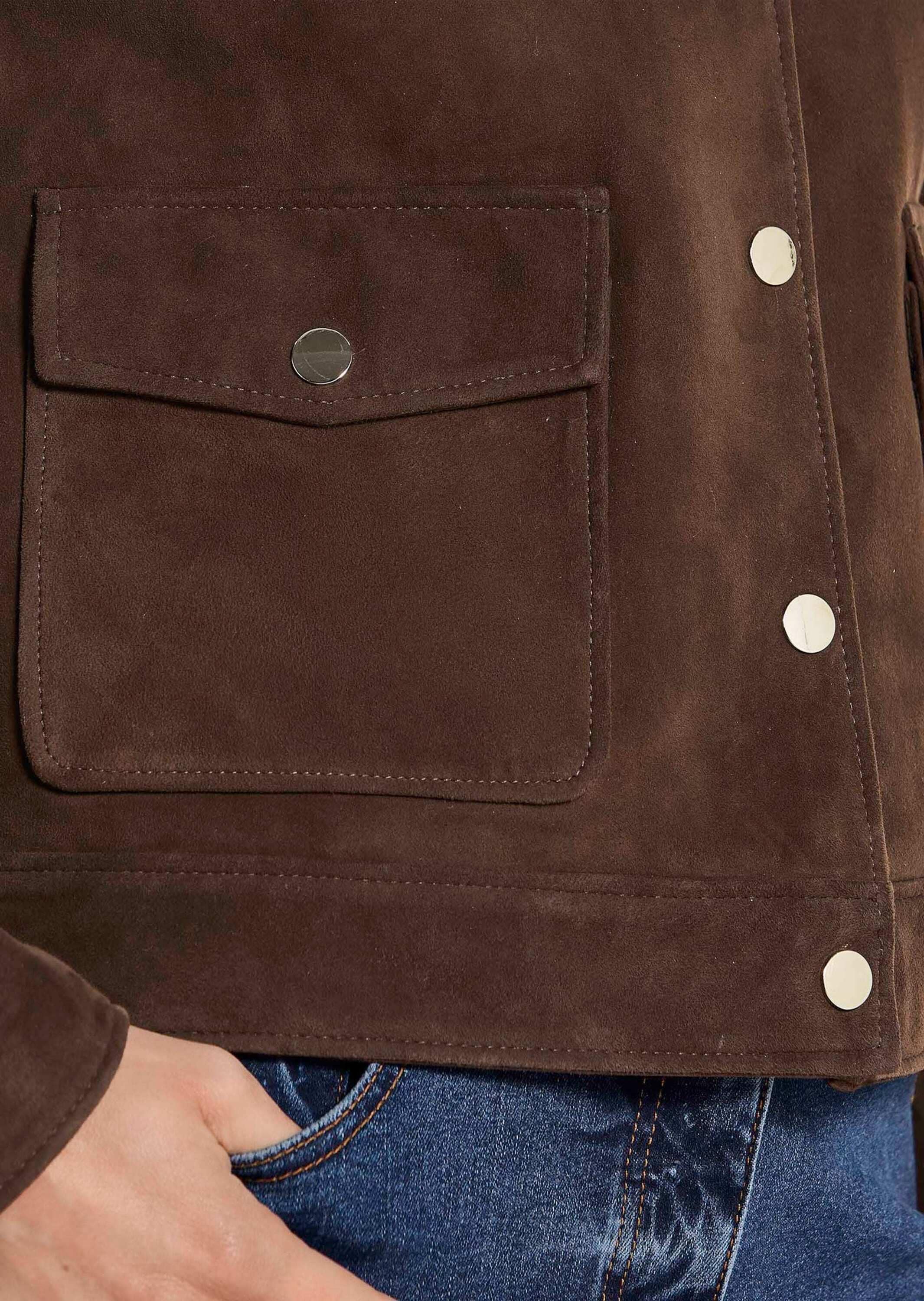MADELEINE Lederjacke »Jacke Velourslederjacke mit Hemdkragen«