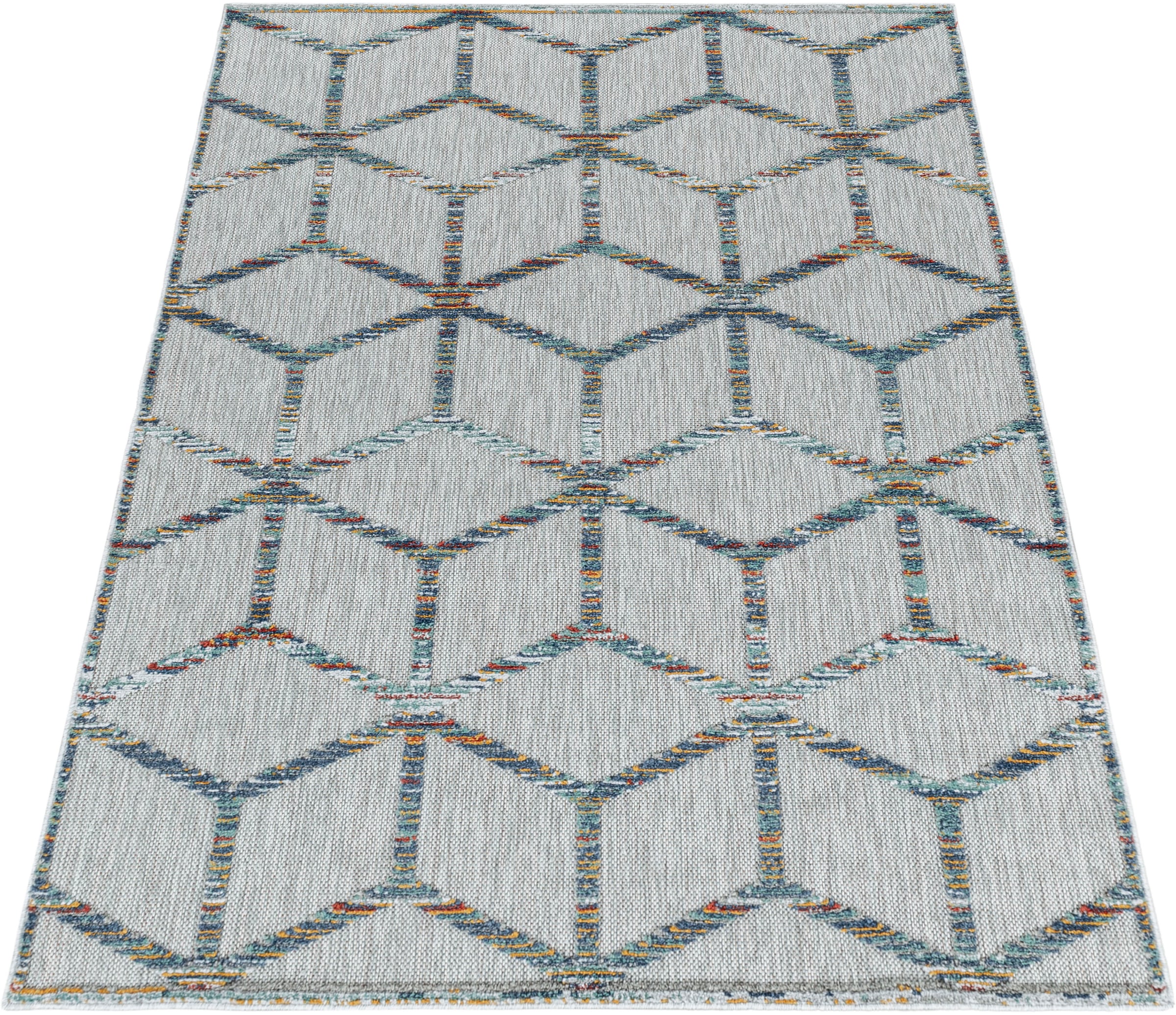 Ayyildiz Teppiche Teppich »BAHAMA 5151« rechteckig 8 mm Höhe Läufer, Flachflor mit Hoch-Tief-Struktur, In-und Outdoor geeignet