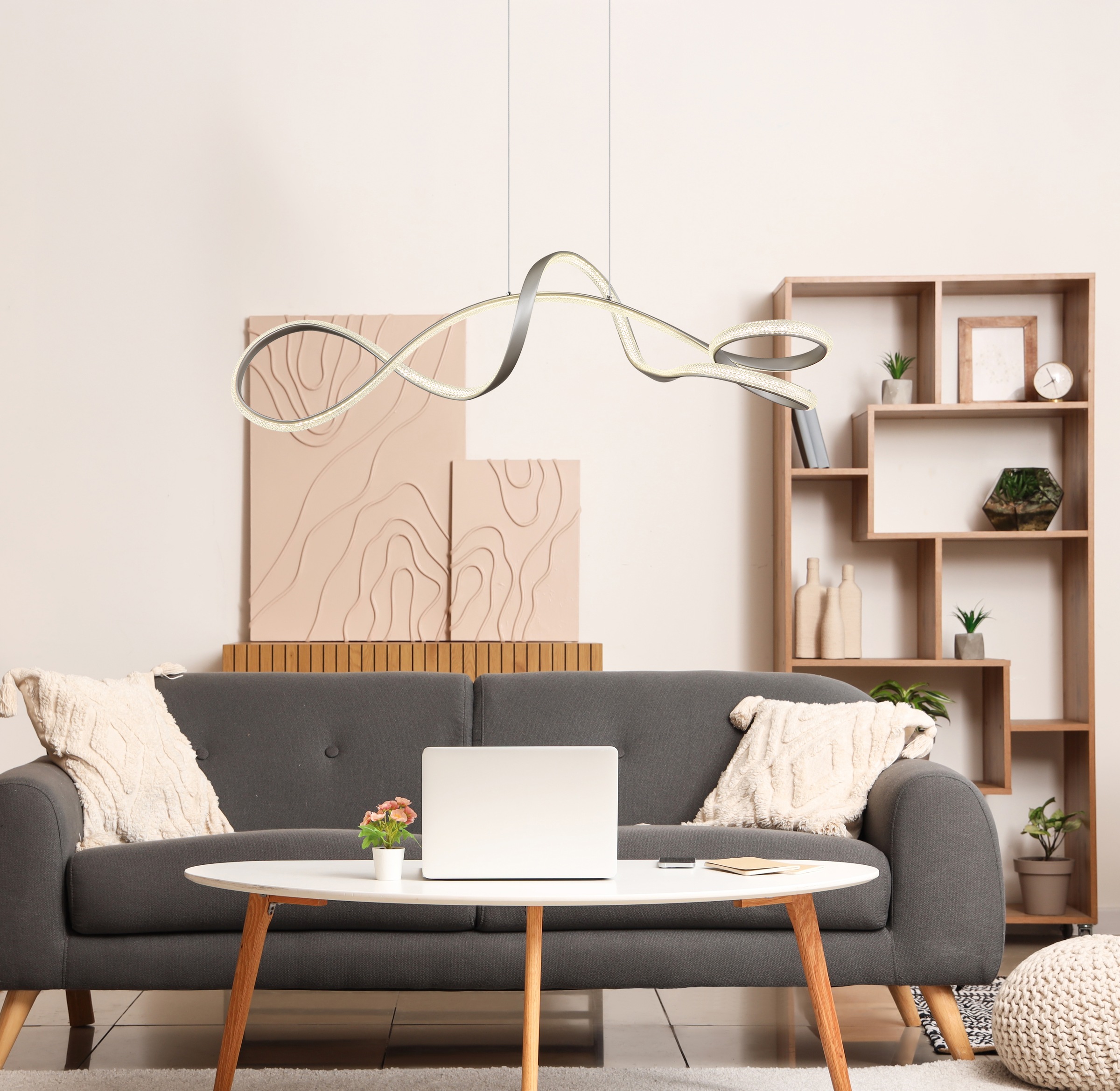 GLOBO LIGHTING Hängeleuchte »SWIRL« LED-Modul 1 Stk. Warmweiß Hängeleuchte Nickel matt mit Acrylkristallen, helles LED Licht