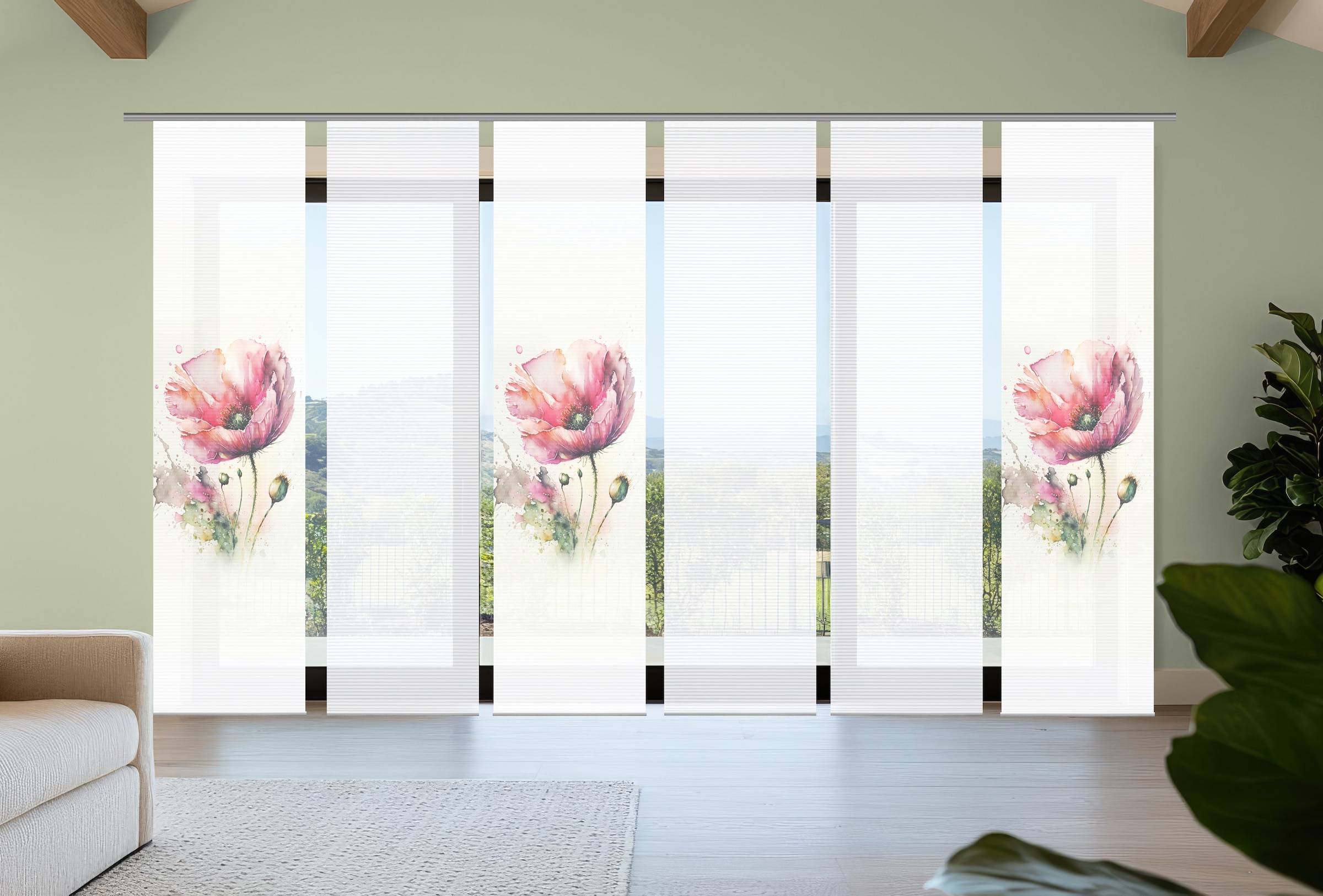 HOME in green Schiebegardine "MELIORA" Paneelwagen 6 Stk. tlg. Bambusoptik, günstig online kaufen