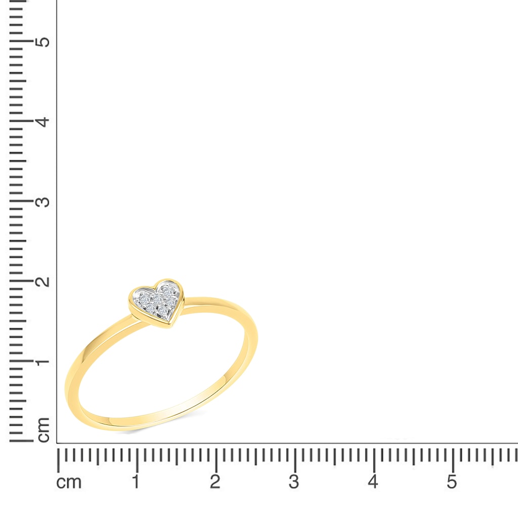 Diamonds by Ellen K. Fingerring »585 Gelbgold zweifarbig Herz Brillanten 0,025ct.«