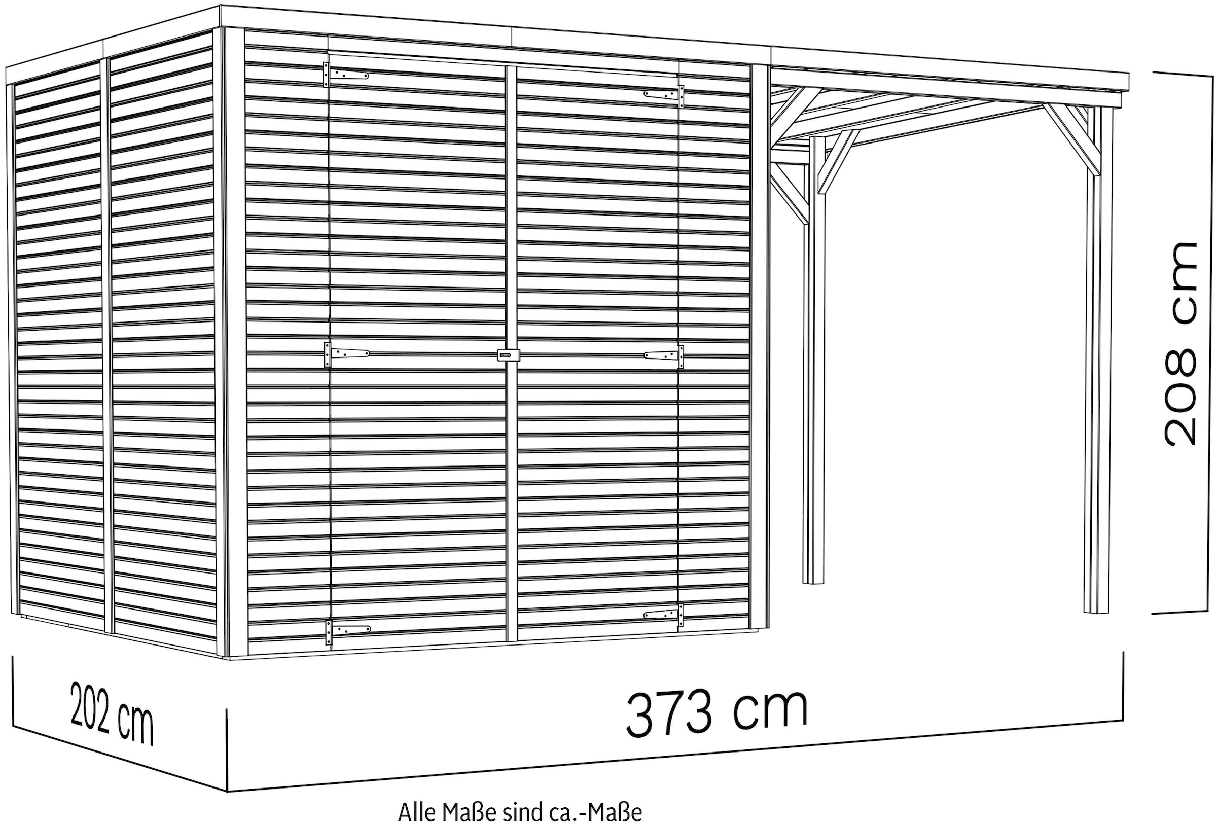 KONIFERA Gartenhaus »Beno 3 PLUS Fineline Flachdach«, mit Anbaudach