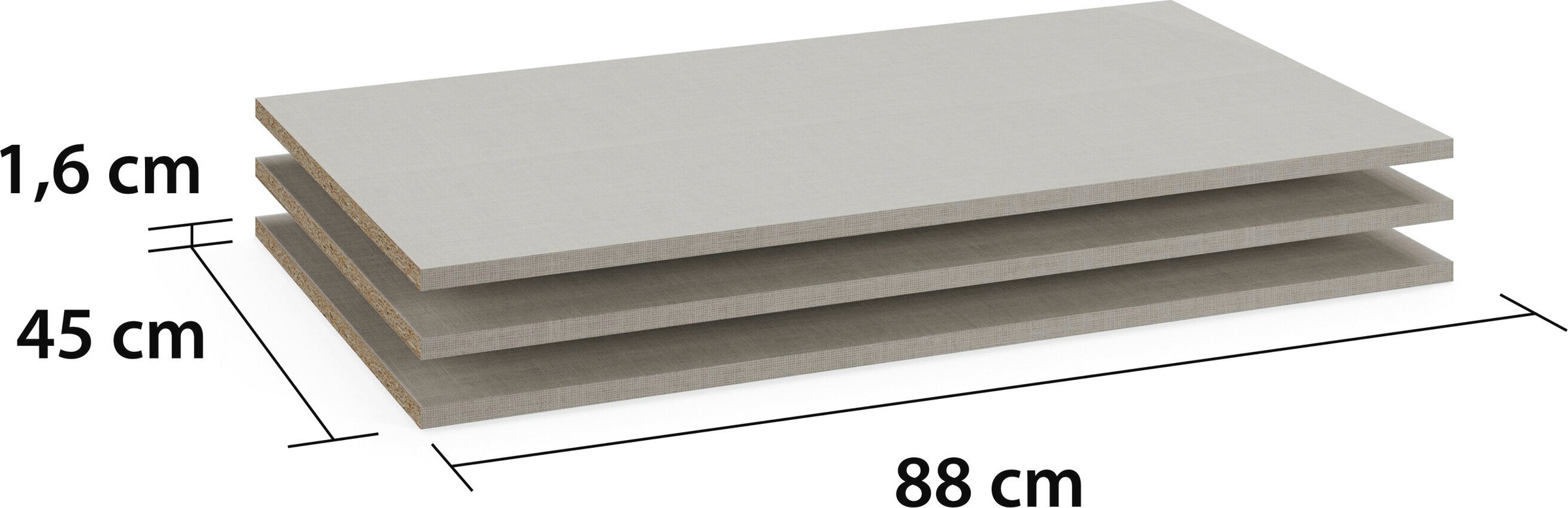 rauch Einlegeboden »Zubehör für Rauch-Schränke Garderobe Kleiderschrank Schrank« 3er-Set Breite 88 cm, Tiefe 45 cm MADE IN GERMANY