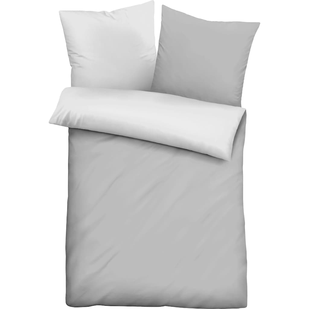 Castell Wendebettwäsche »Uni-Microfaser-Satin«, (2 tlg.), hautsympathische Microfaser Satin Qualität, 100% Polyester, Bett- und Kopfkissenbezug mit Reißverschluss, pflegeleicht, mit feinem Glanz, samtig weicher Stoff