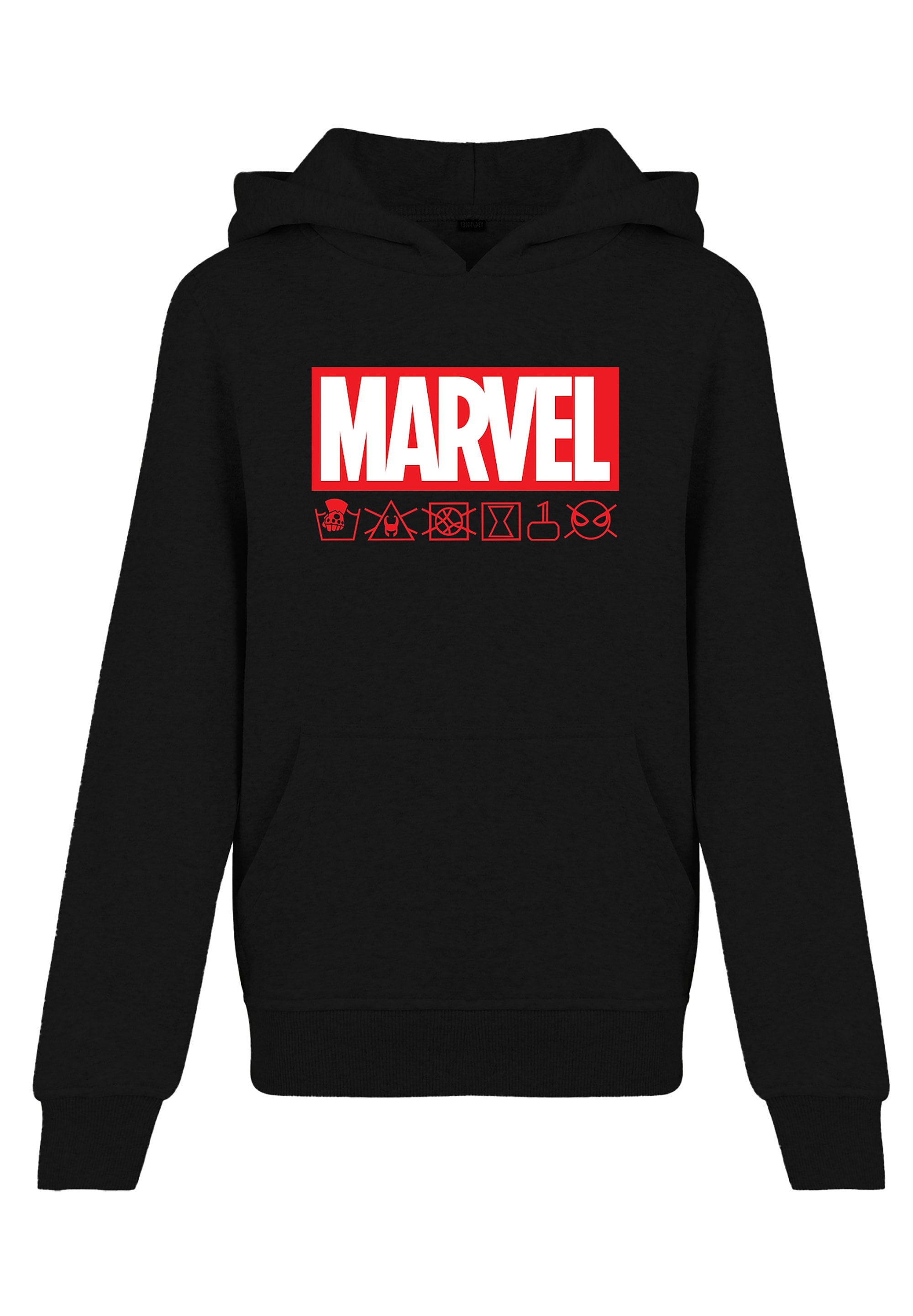 »Marvel bestellen | Kapuzenpullover BAUR Waschsymbole«, Logo Print F4NT4STIC online