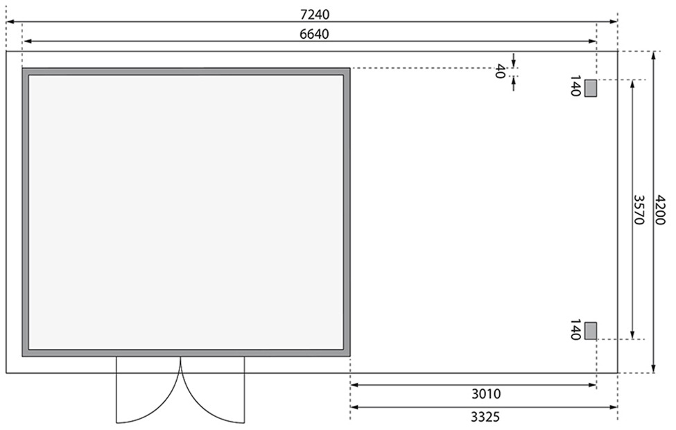 KONIFERA Gartenhaus »Perlsee 5« mit Anbaudach